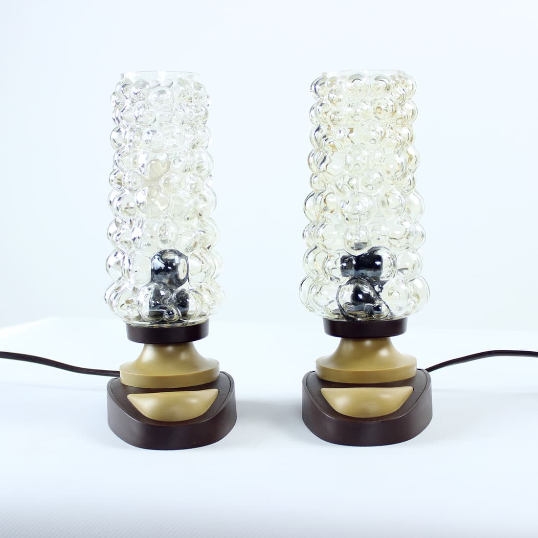 pair of table lamps Space Age, brown, plastic glass, by H. Tynell, Austria, 1960s - 174349