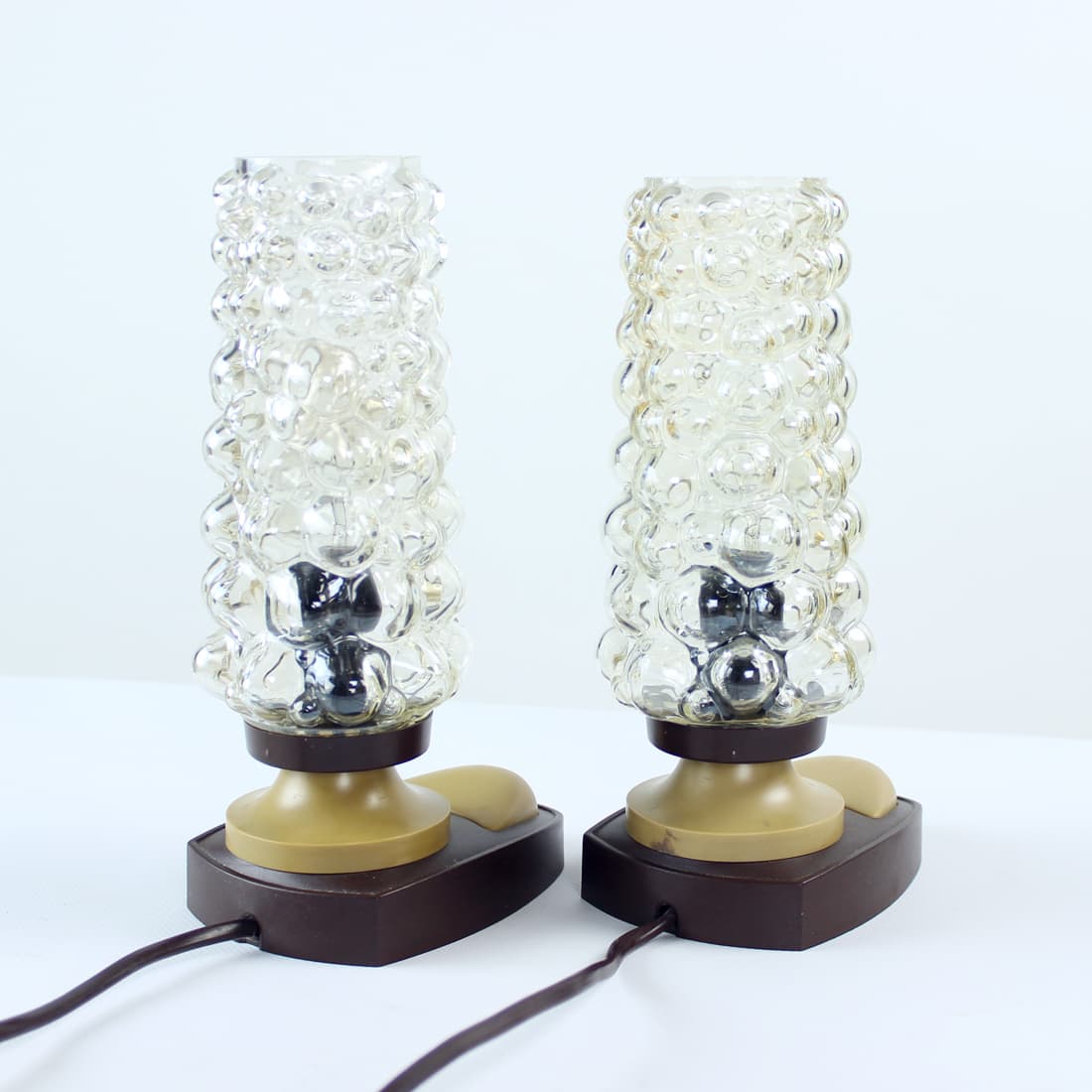 pair of table lamps Space Age, brown, plastic glass, by H. Tynell, Austria, 1960s - 174355