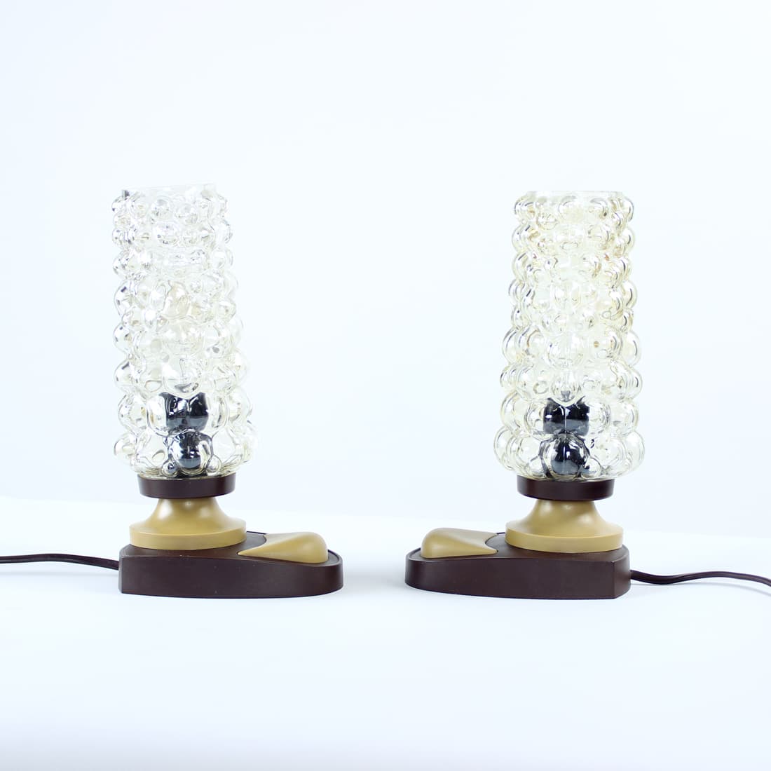 pair of table lamps Space Age, brown, plastic glass, by H. Tynell, Austria, 1960s - 174348