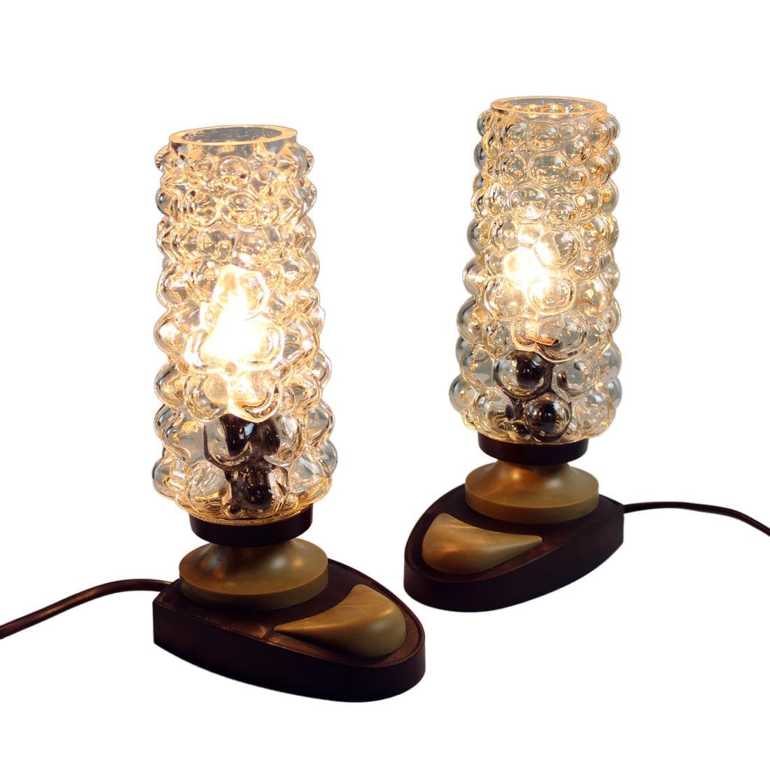 pair of table lamps Space Age, brown, plastic glass, by H. Tynell, Austria, 1960s