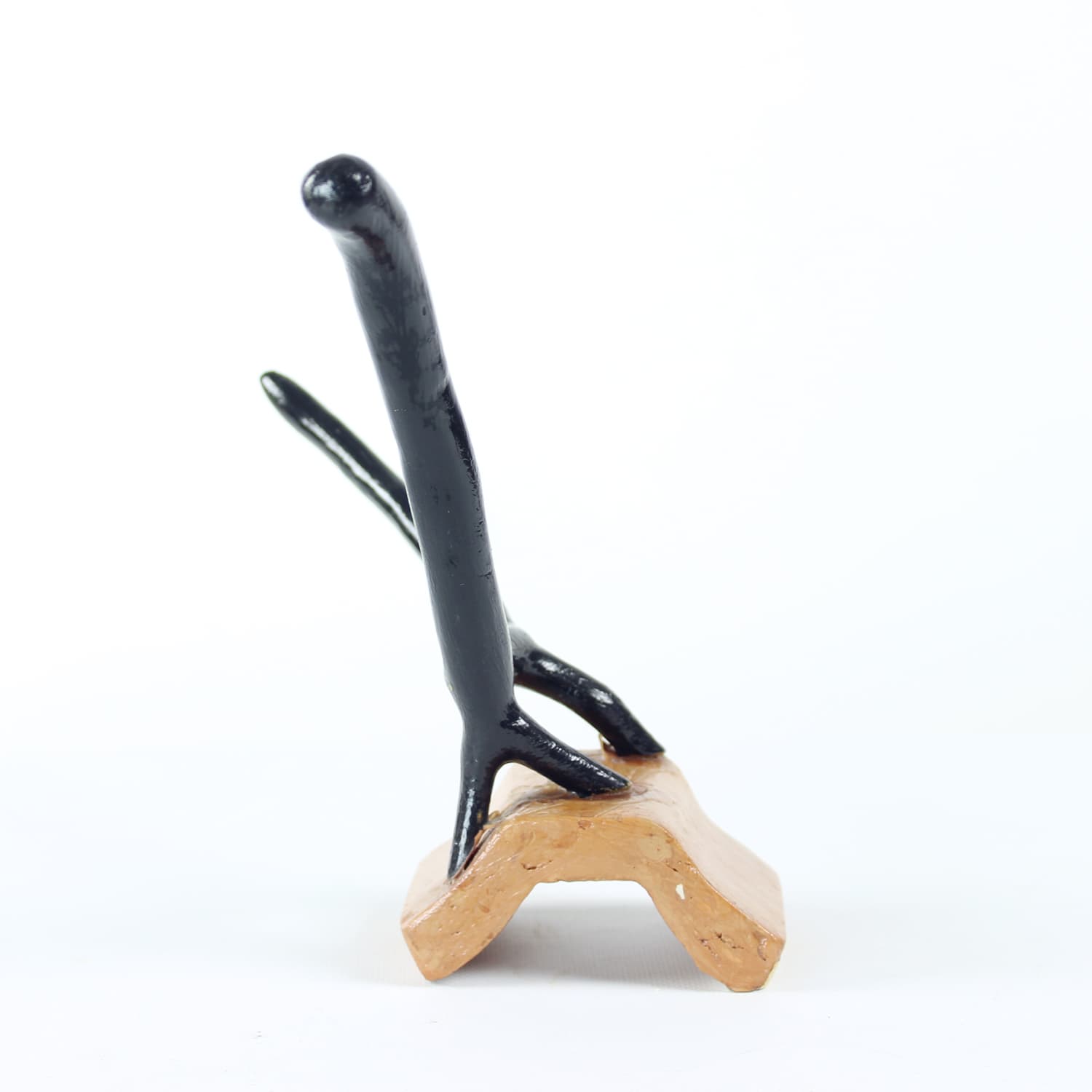 Rzeźba abstrakcyjna zwierzę, ceramika ciemnobrązowa, aut. Pelnec, lata 60. - 174374