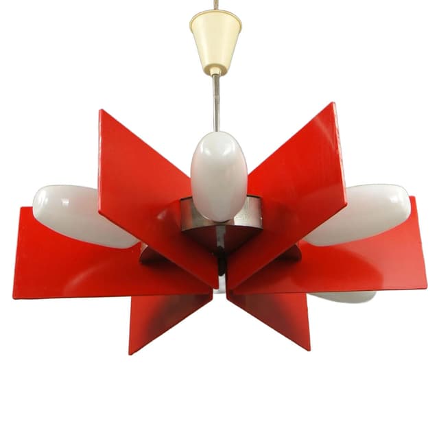 Chandelier Space Age, red metal, E.S.I. Nowa Huta, Poland, 1960s - DIMENSION