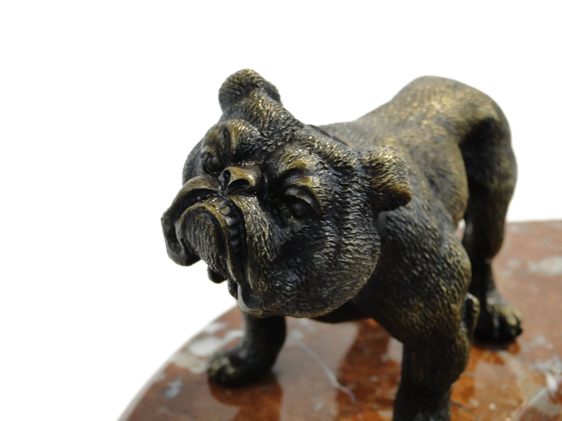 Business card tray Art Deco, maroon marble, bronze metal, France, 1920s. - 174411