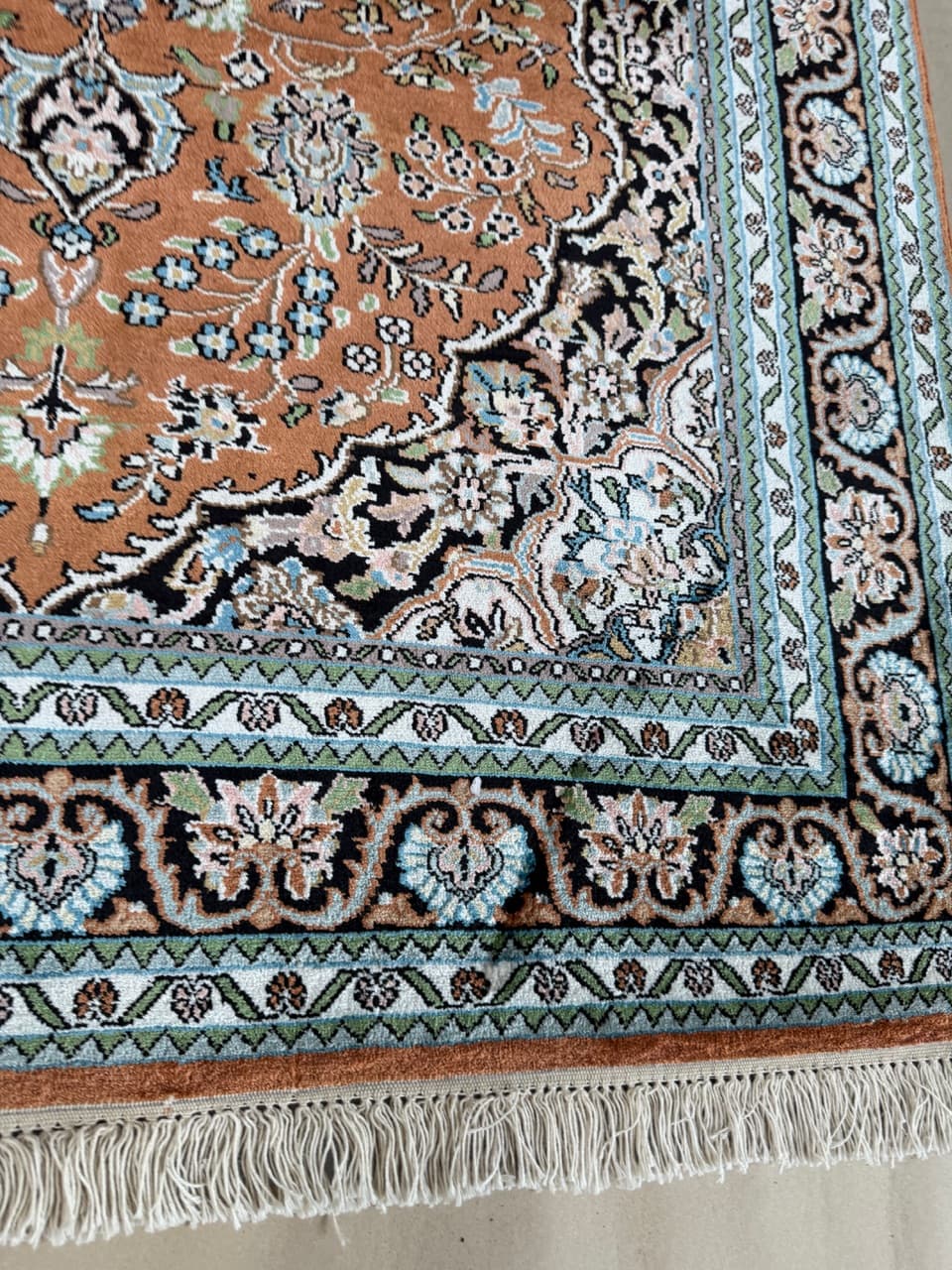 Rug Ghoum/Qom 205x125 cm, natural silk, India - 174456