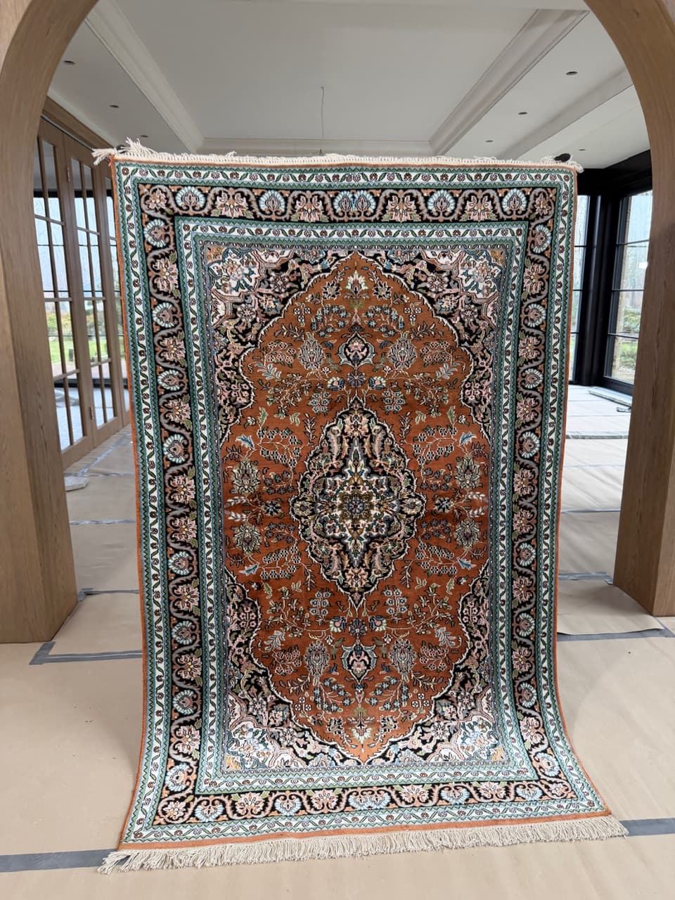 Rug Ghoum/Qom 205x125 cm, natural silk, India - 174450