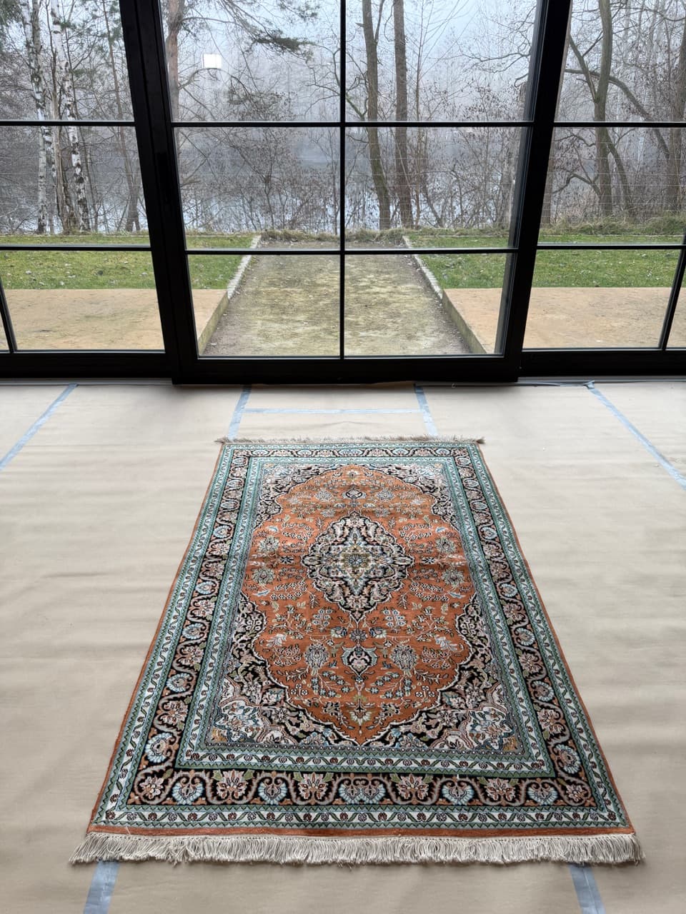 Rug Ghoum/Qom 205x125 cm, natural silk, India - 174443