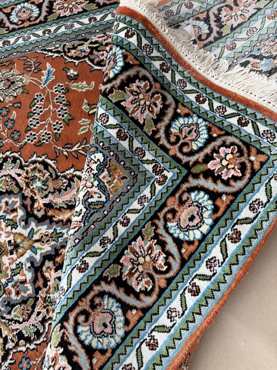 Rug Ghoum/Qom 205x125 cm, natural silk, India - 174448