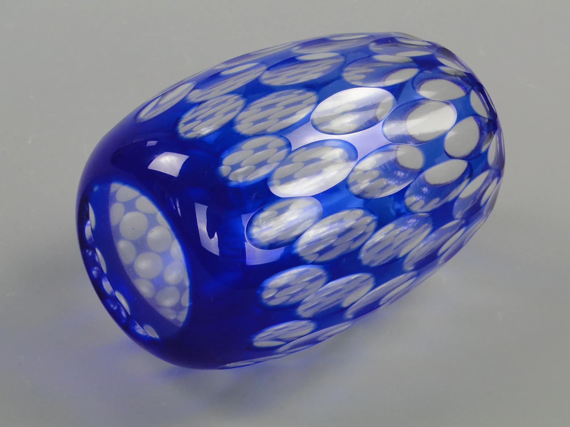 Vase Art Deco, blue glass, Mühlhaus, Germany, 1920s - 11629