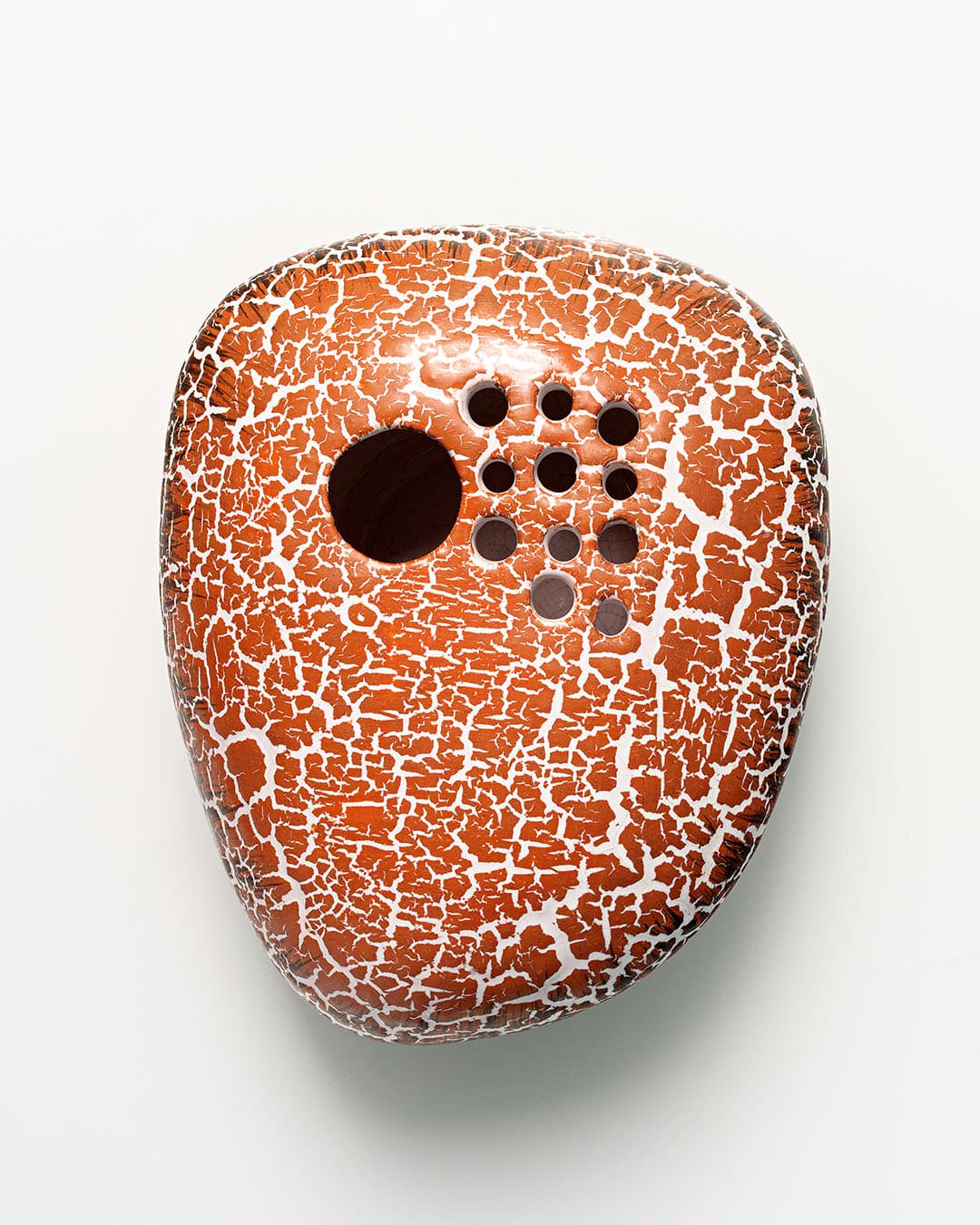 Ikebana vase, orange, ceramics, Hungary, 1970s. - 174609