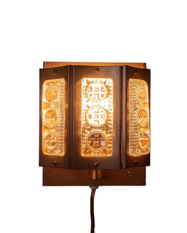 Wall sconce, silver crystal glass, brass, Vitrika, Denmark, 1970s. - DIMENSION