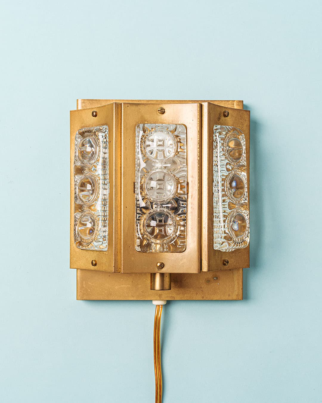 Wall sconce, silver crystal glass, brass, Vitrika, Denmark, 1970s. - 174627