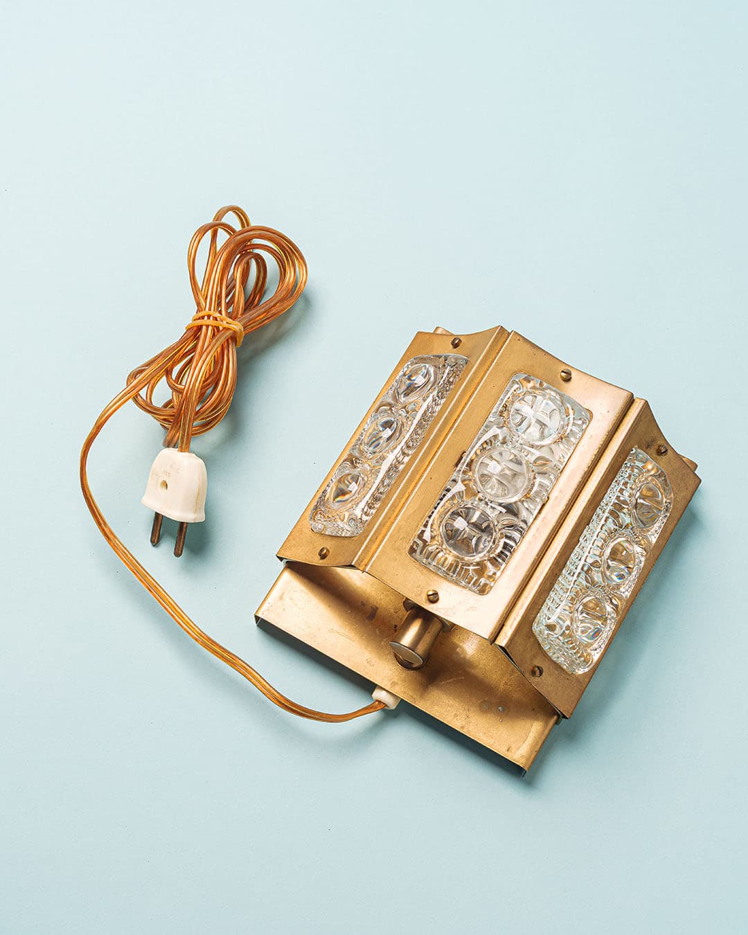 Wall sconce, silver crystal glass, brass, Vitrika, Denmark, 1970s. - 174631