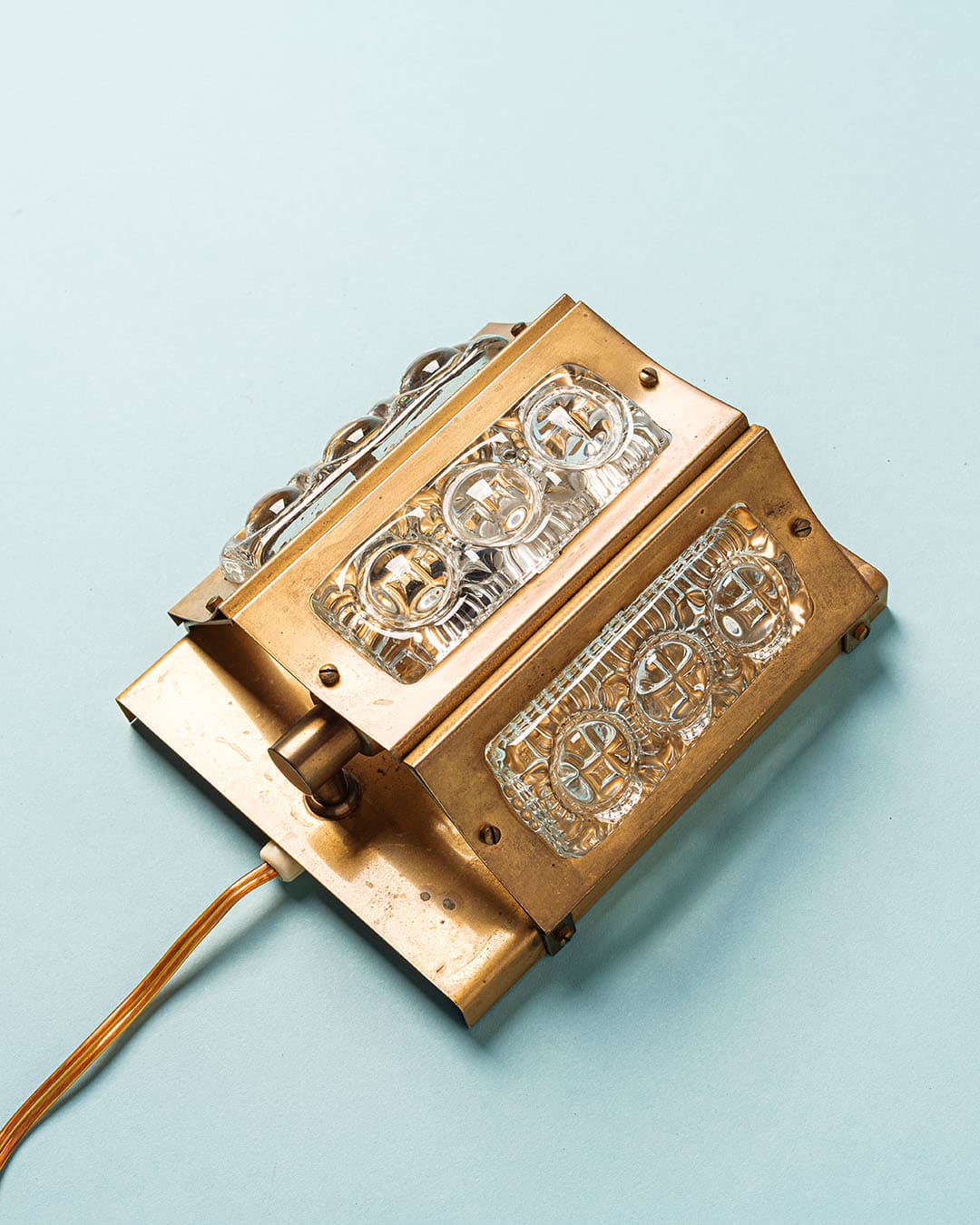 Wall sconce, silver crystal glass, brass, Vitrika, Denmark, 1970s. - 174628