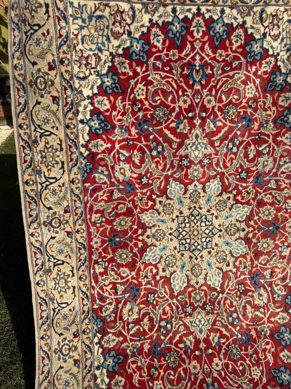 Dywan Nain, czerwony, wełna jedwab, Iran, lata 90. - 174660