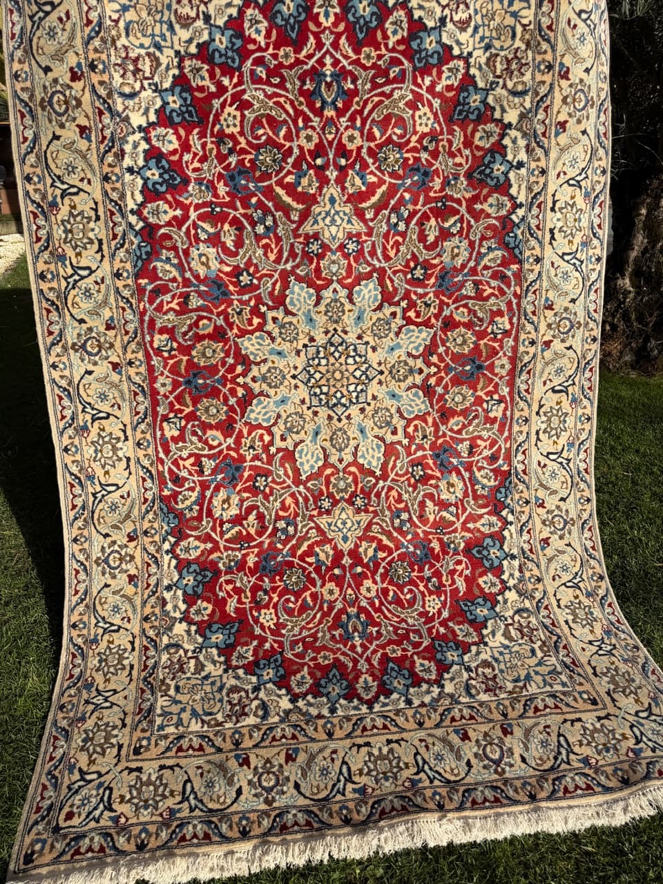 Dywan Nain, czerwony, wełna jedwab, Iran, lata 90. - 174659