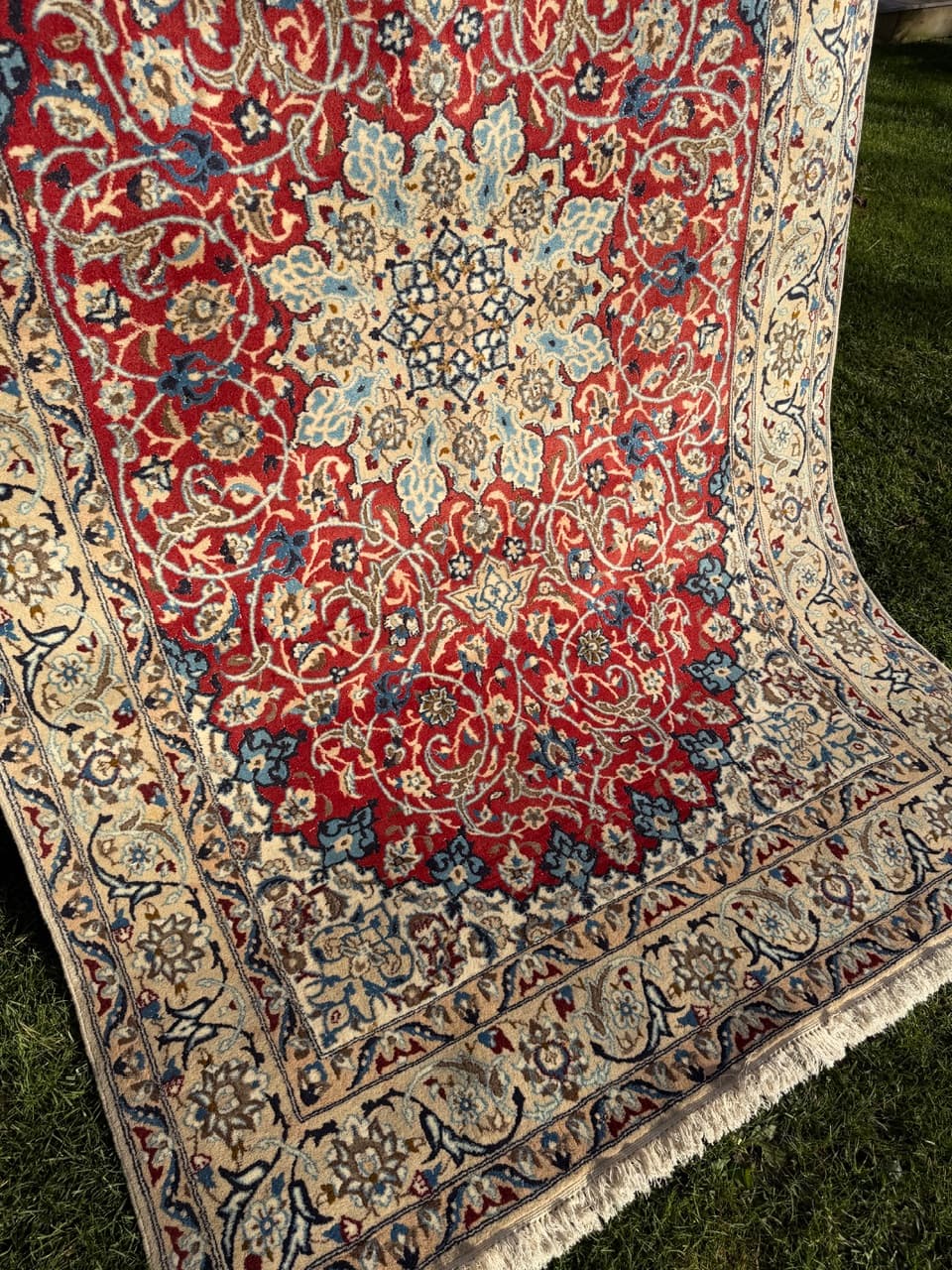 Dywan Nain, czerwony, wełna jedwab, Iran, lata 90. - 174661