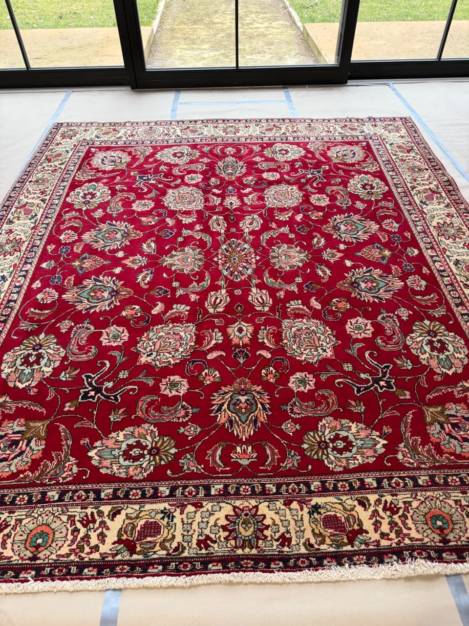 Dywan perski Tabriz 340x290 cm, czerwony, wełna, Iran - 174692