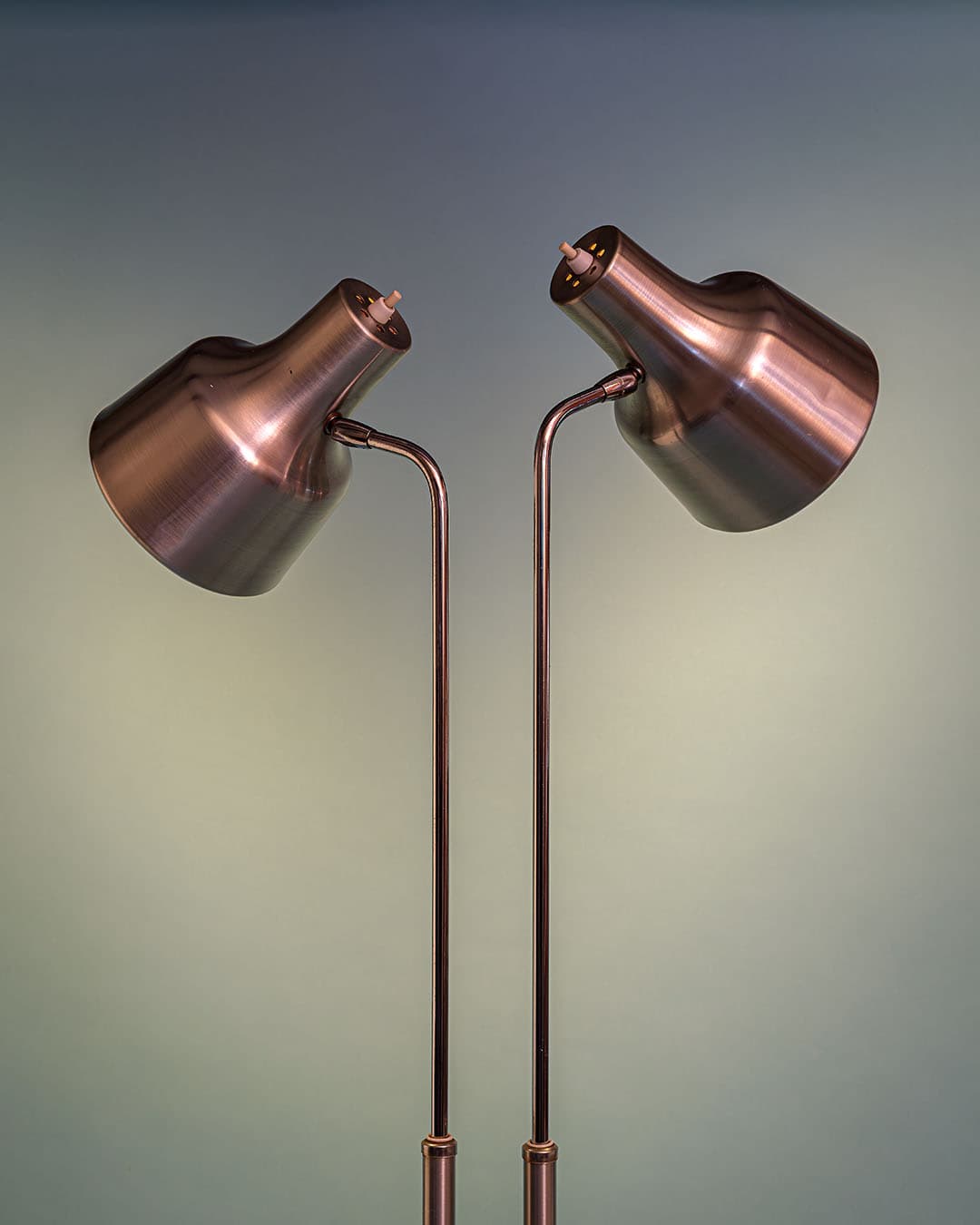 Lampa podłogowa podwójna, brązowy metal, Dania, lata 70. - 174696