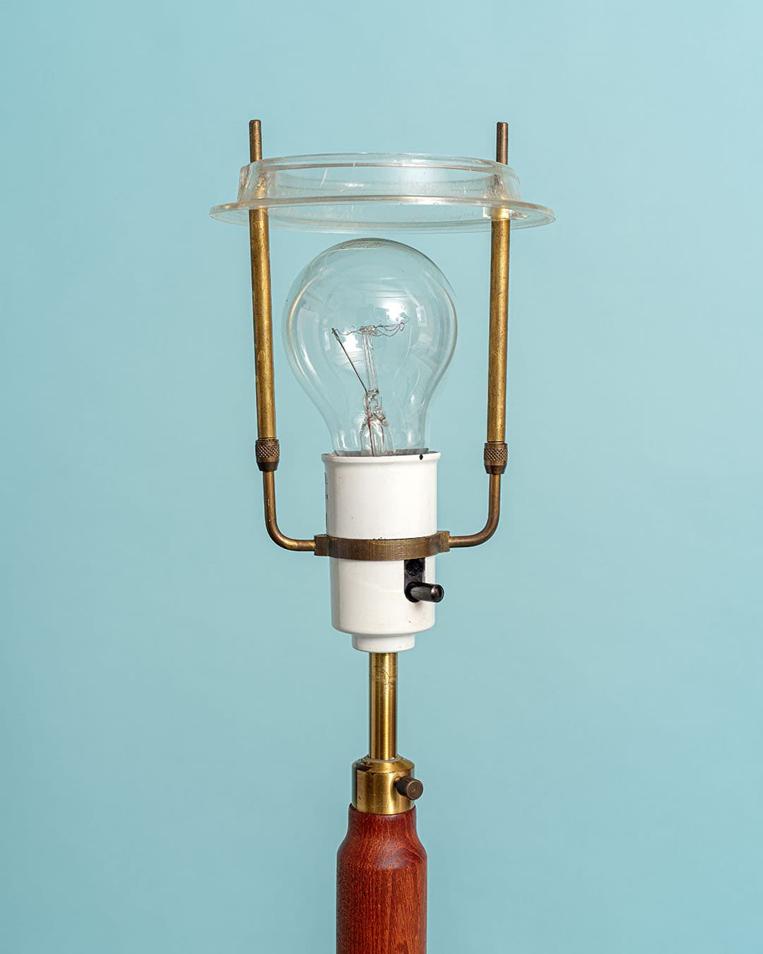 Lampa podłogowa, teak brązowy, tkanina kremowa, Dania, lata 70. - 174710