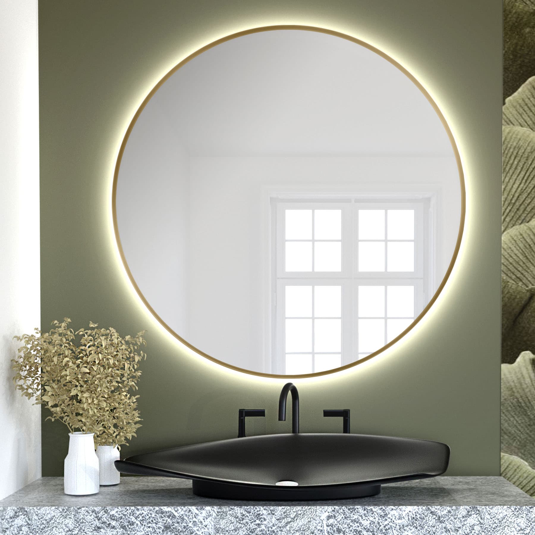 Round mirror Bright fi 100 cm, golden, warm light, Baltica - 175128