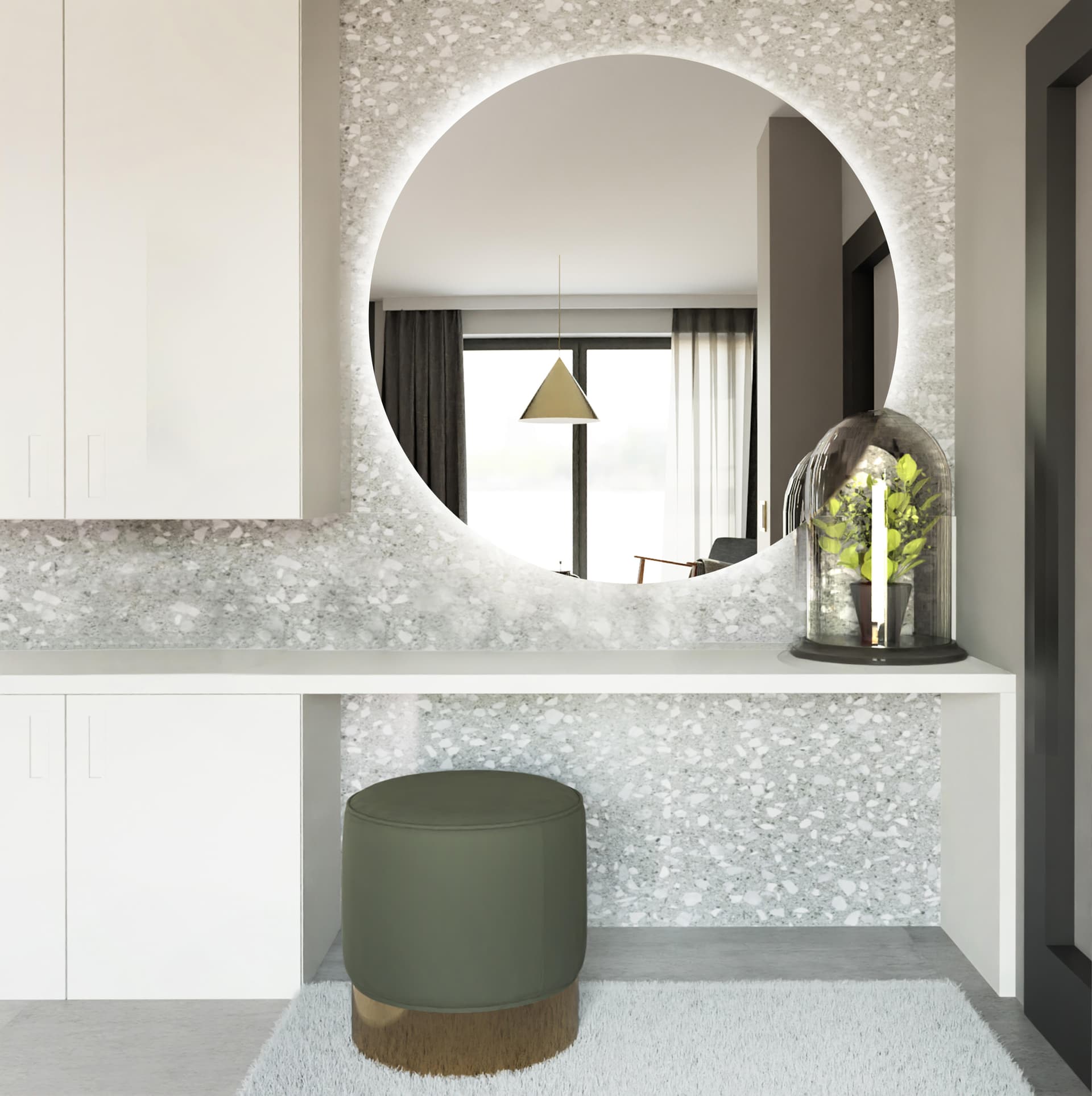 Round mirror No Edges fi 100 cm, warm light, Baltica - 175111