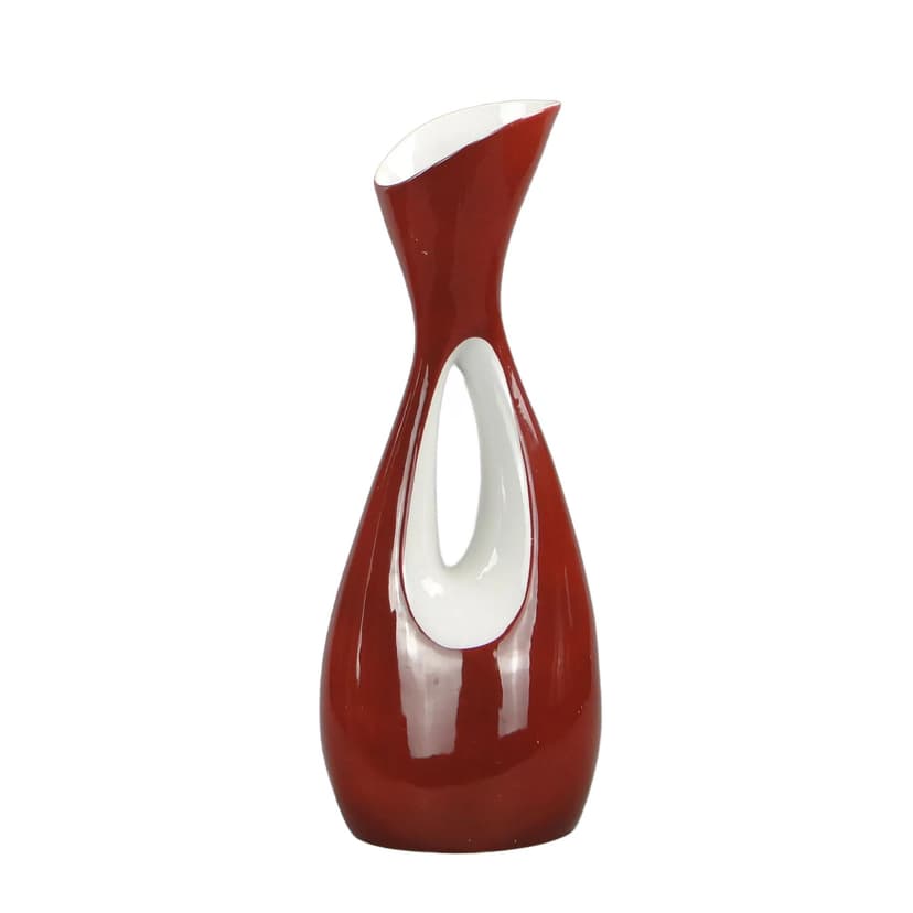 Wazon Calipso, czerwony, porcelana, proj. Z. Śliwowska-Wawrzyniak, Ćmielów, Polska, lata 50.