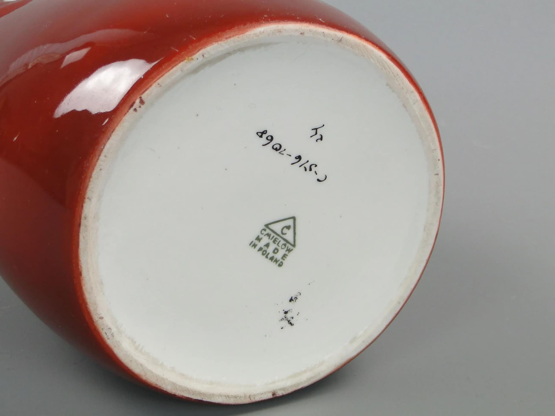 Wazon Calipso, czerwony, porcelana, proj. Z. Śliwowska-Wawrzyniak, Ćmielów, Polska, lata 50. - 11682