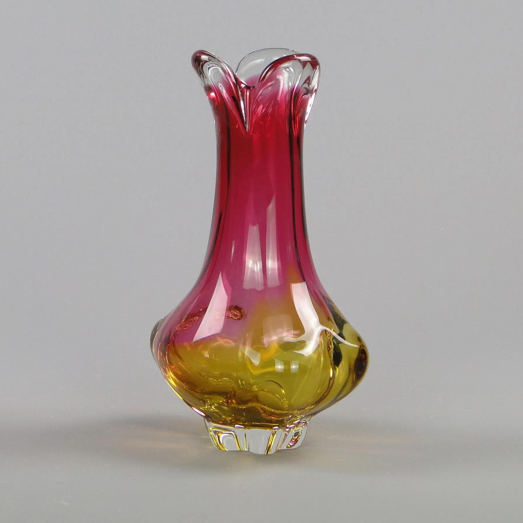 Vase, multicolored glass, by J. Hospodka, Chribska, Czech Republic, 1960s - 11650