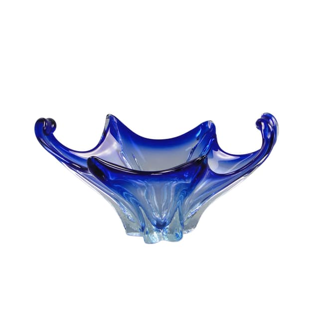 Centerpiece Bowl, Mandruzatto, blue, crystal, by F. Poli, Italy, 1950s. - DIMENSION