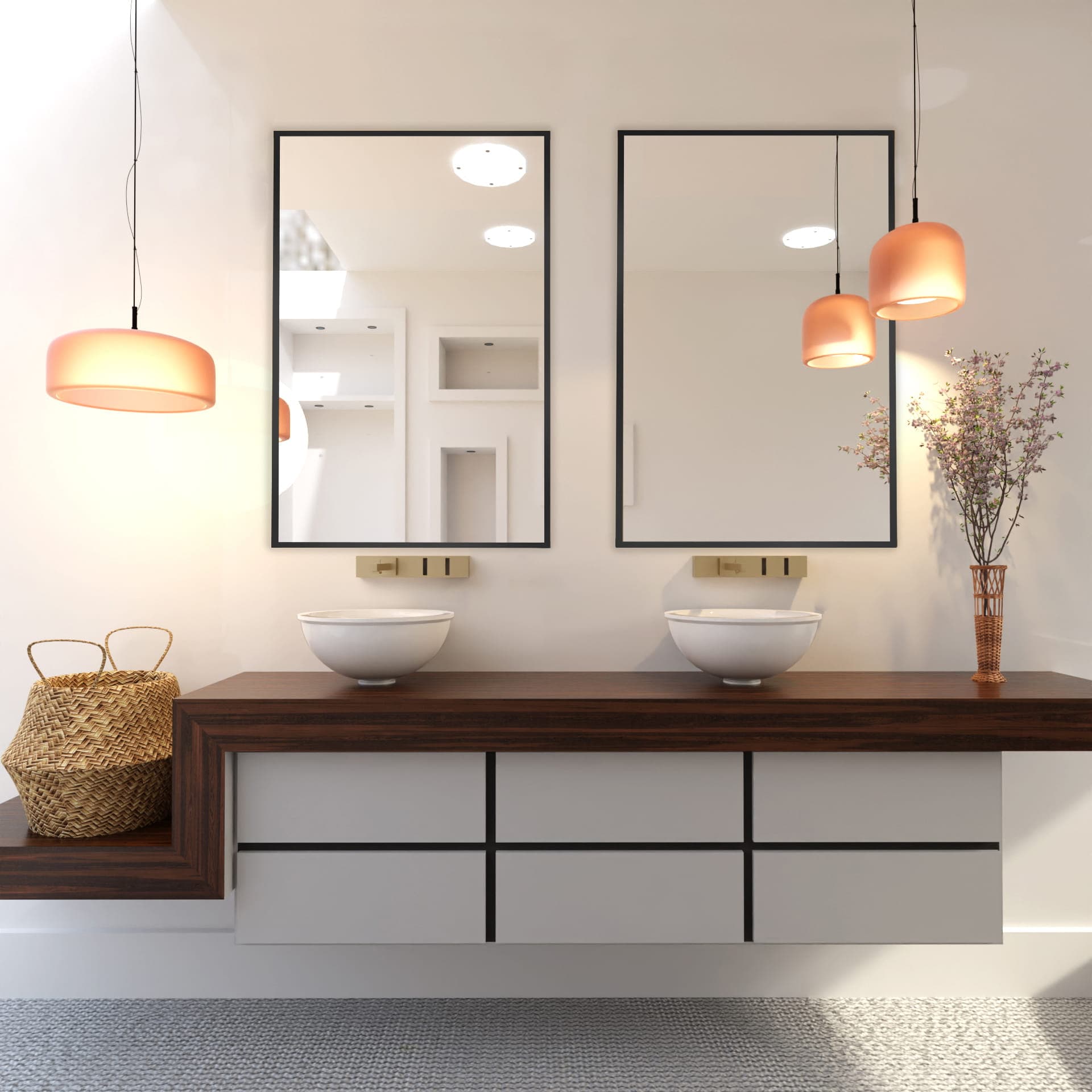 Rectangular mirror Tiny Border Straight 90x60 cm, black, Baltica - 174766