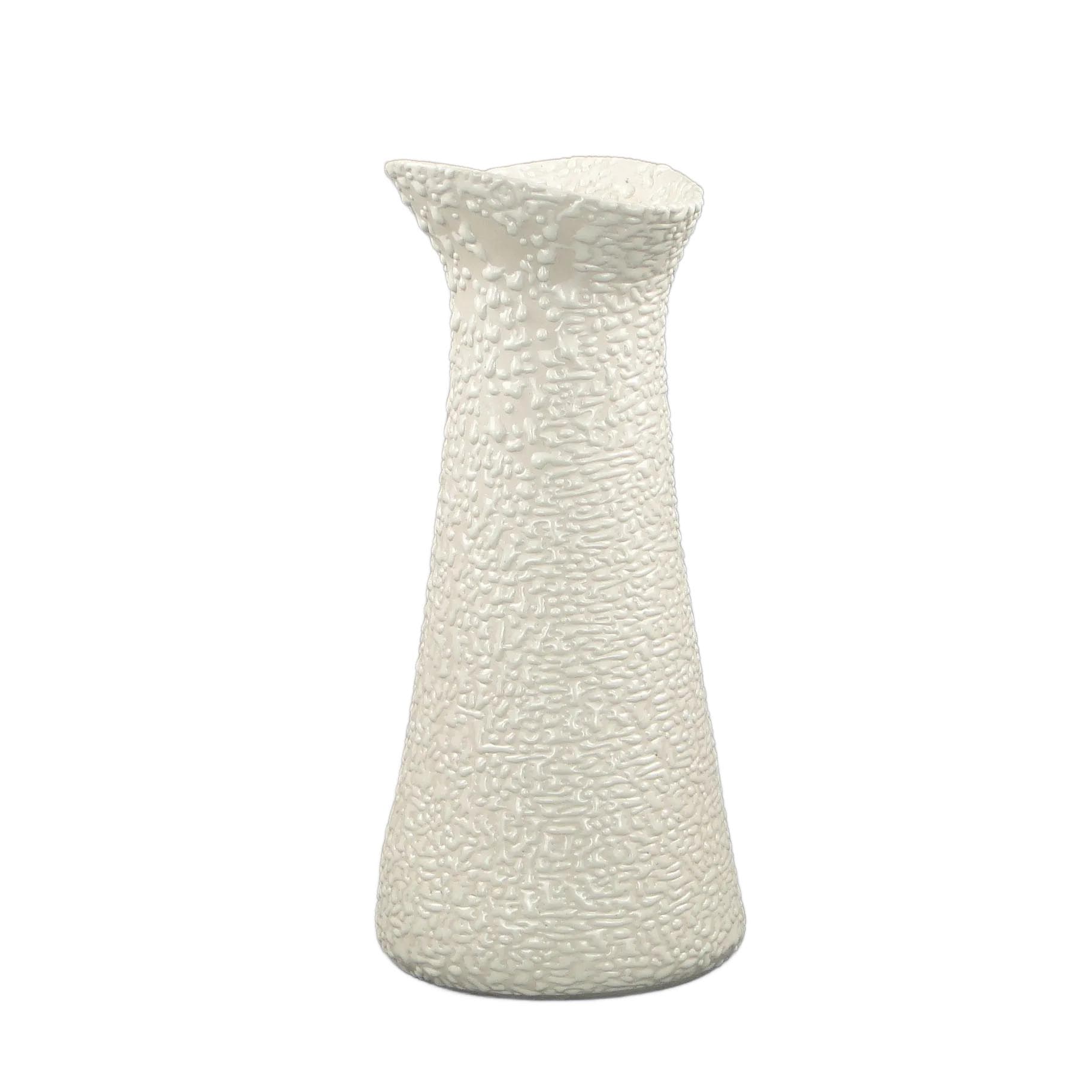 Vase New Look, ivory white stoneware, by W. Gołajewska, Poland, 1960s