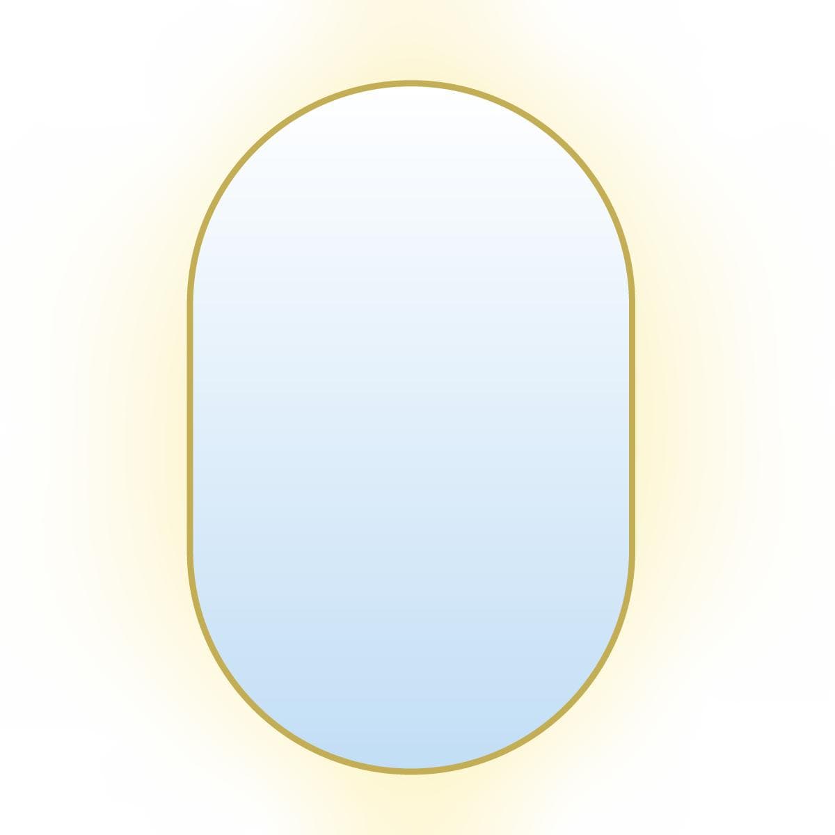Oval mirror Tiny Border Pastille 60x40 cm, gold, warm light, Baltica