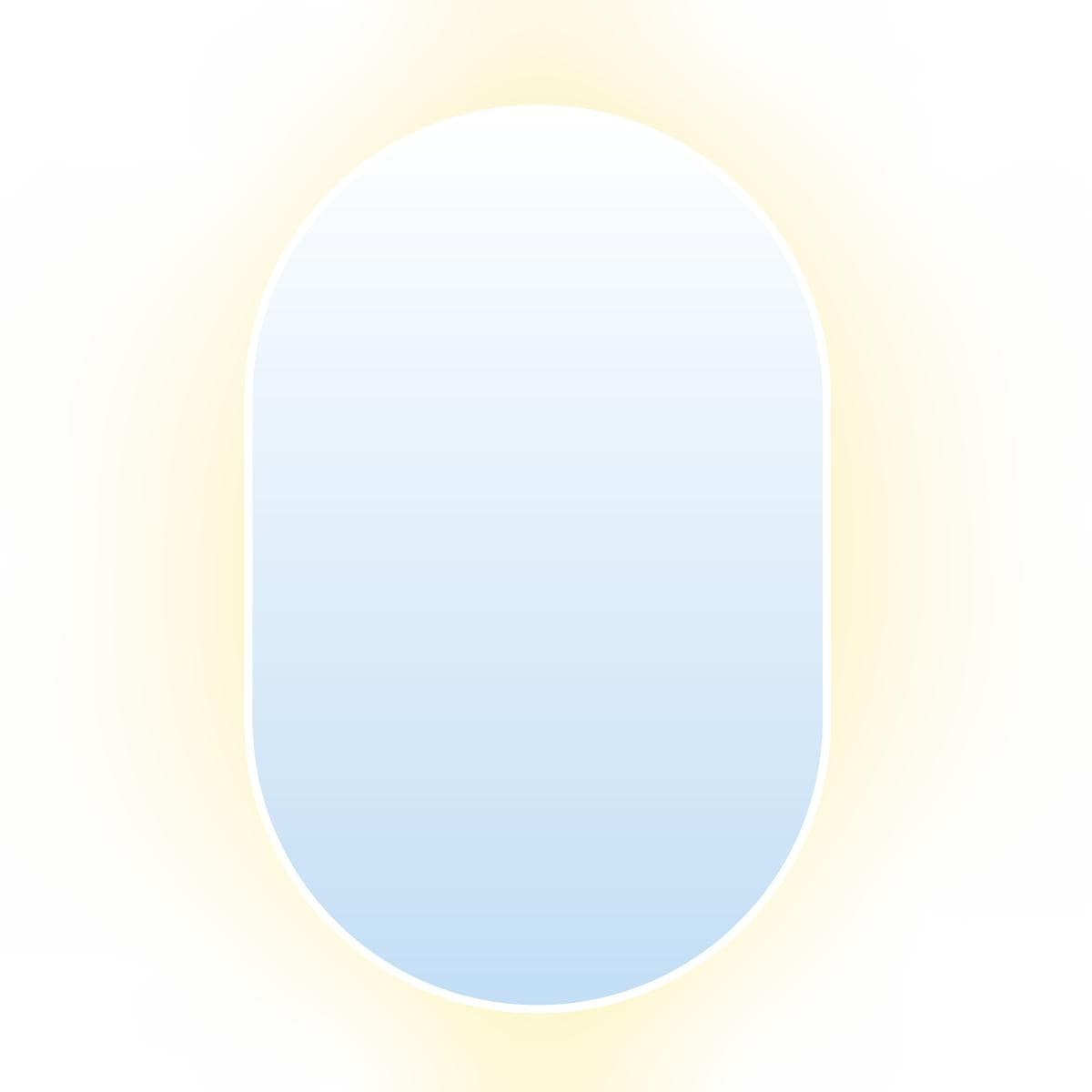 Oval mirror Tiny Border Pastille 80x40 cm, white, warm light, Baltica