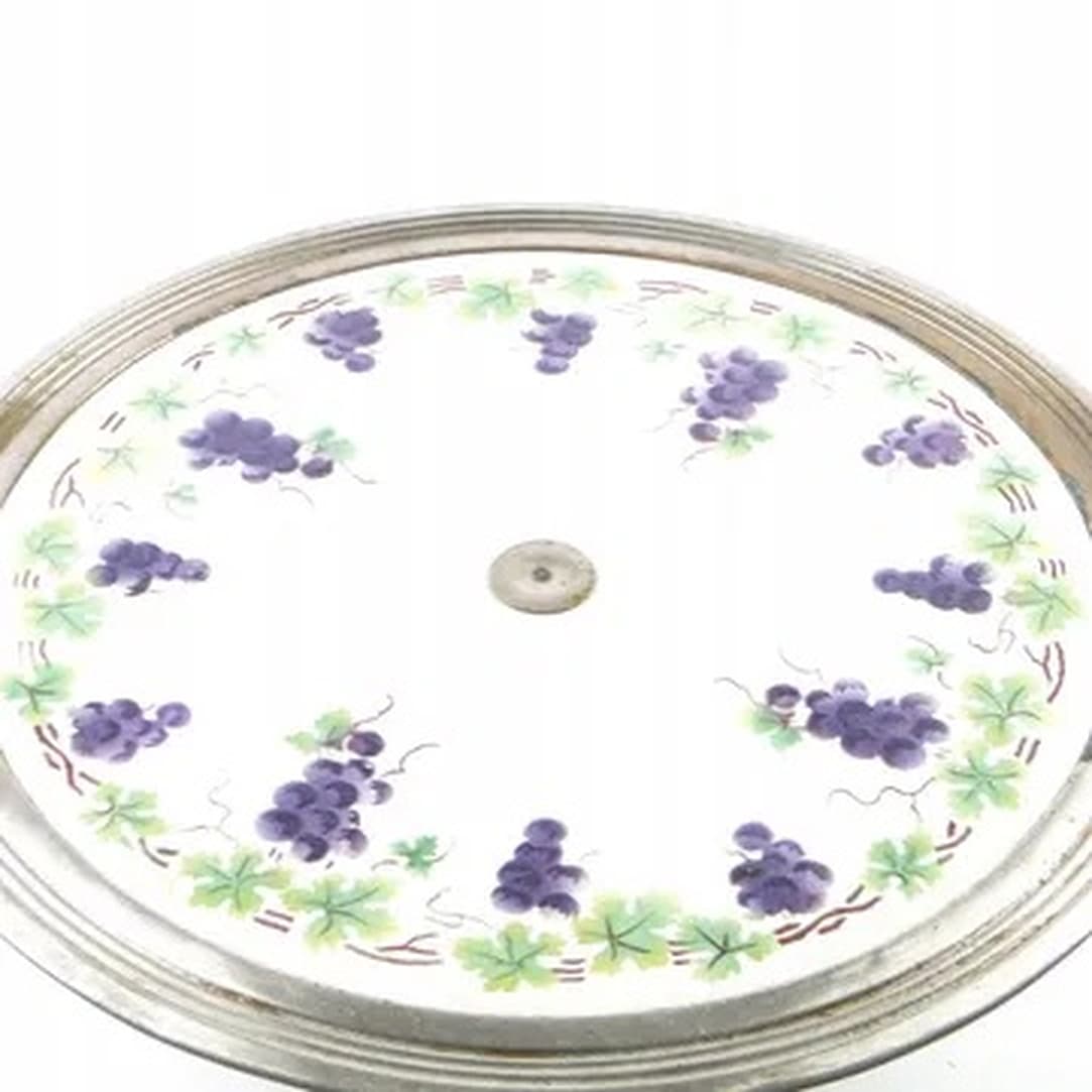 Tortownica secesja, porcelana, mosiądz srebrzony, Austria, początek XX w. - 175181