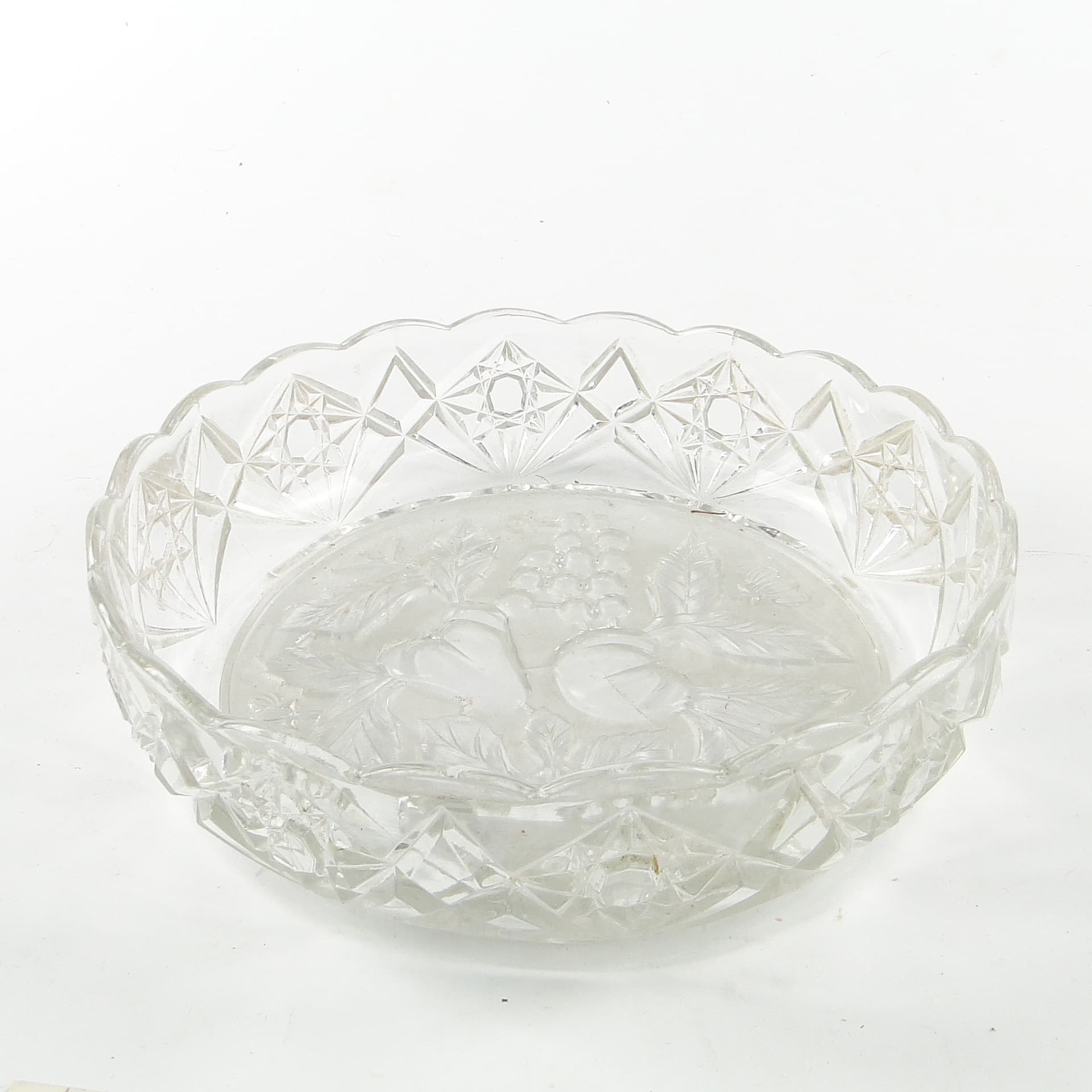 Patera na owoce Art Deco, szkło prasowane, Huta Niemen, Polska, lata 30. - 175316