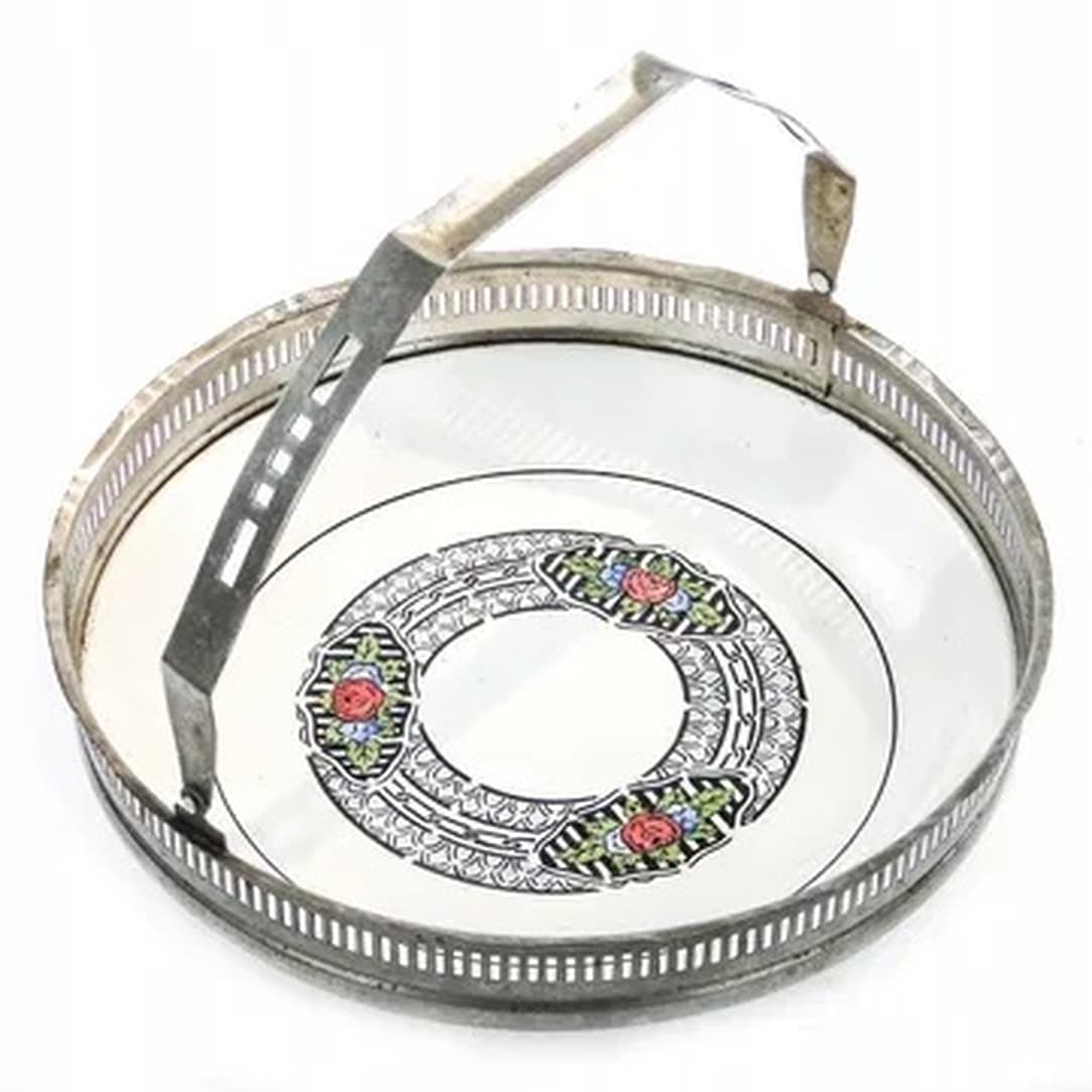 Kosz na owoce Art Nouveau, mosiądz chromowany, szkło, Niemcy, początek XX w.