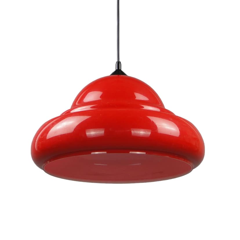 Lampa wisząca, czerwony, plastik, Polska, lata 50.