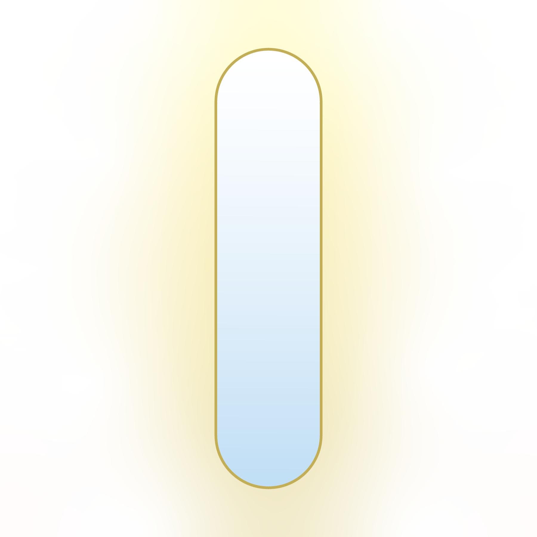 Oval mirror Tiny Border Pastille 110x50 cm, gold, warm light, Baltica