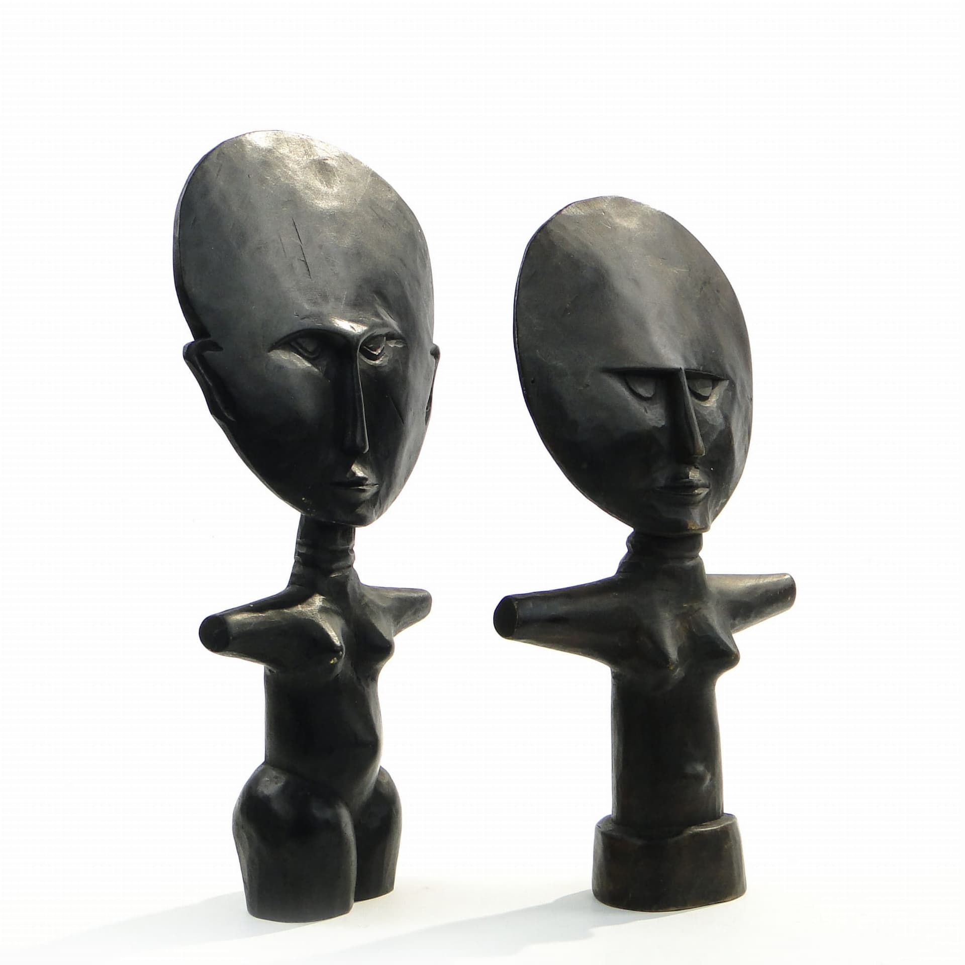 pair of Akuaba fertility dolls, black wood, Ghana, 1960s - 175582