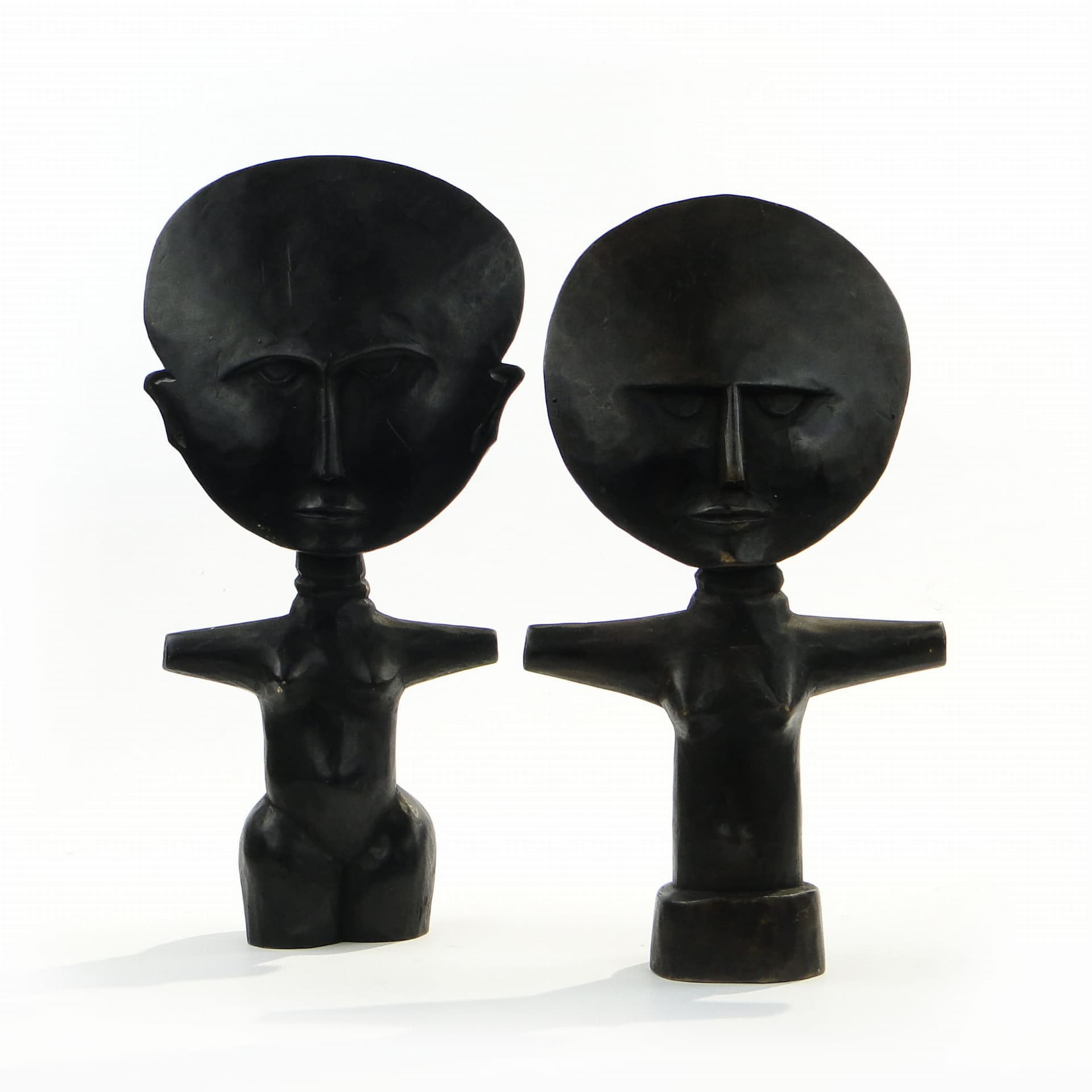 pair of Akuaba fertility dolls, black wood, Ghana, 1960s - 175578
