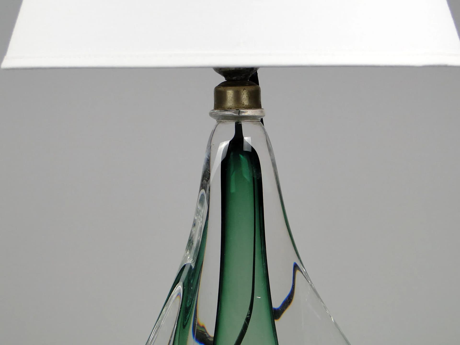 Lampa stołowa, szkło zielone, Val St Lambert, Belgia, lata 60. - 11869