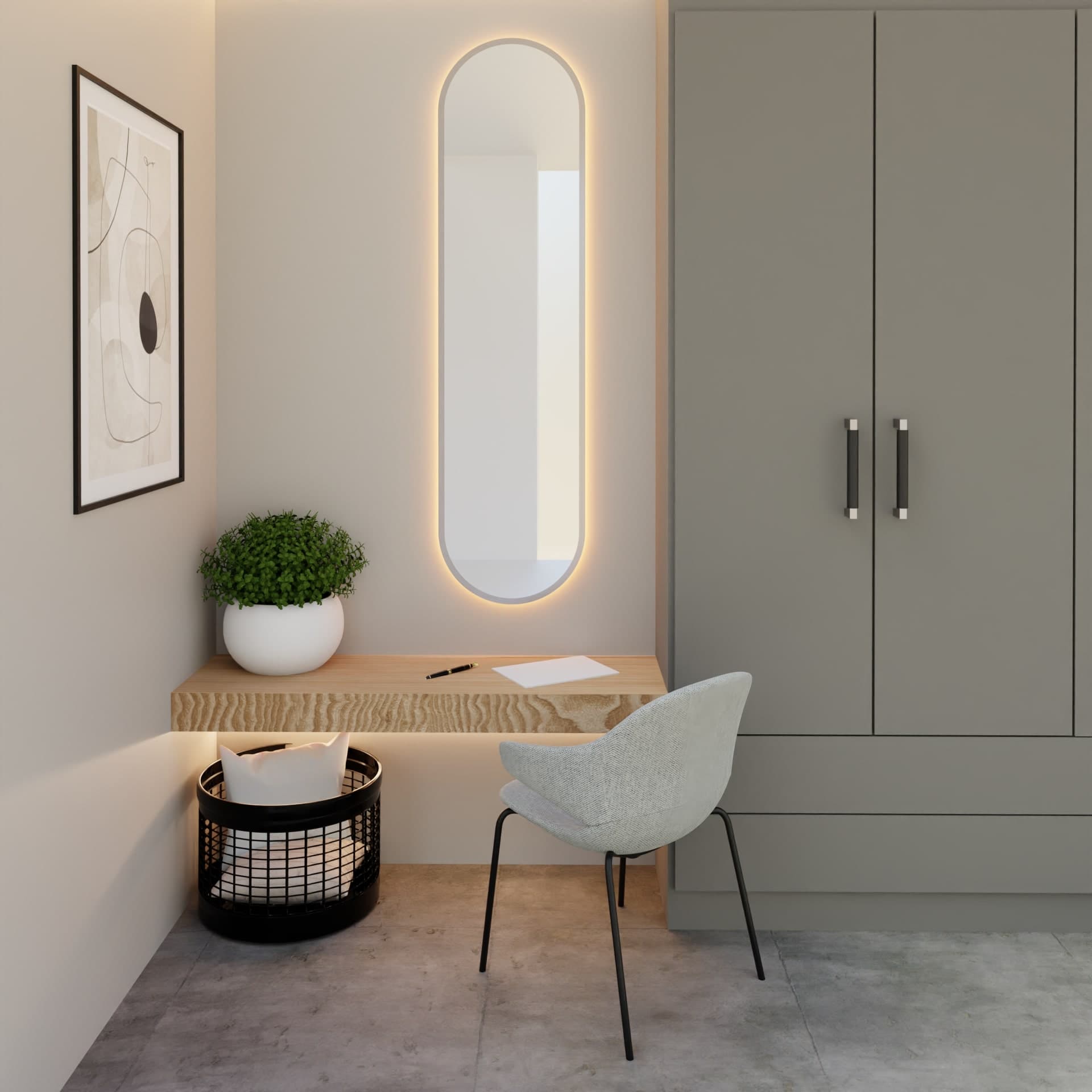 Lustro owalne Tiny Border Pastille 155x40 cm, srebrne, barwa ciepła, Baltica - 175860