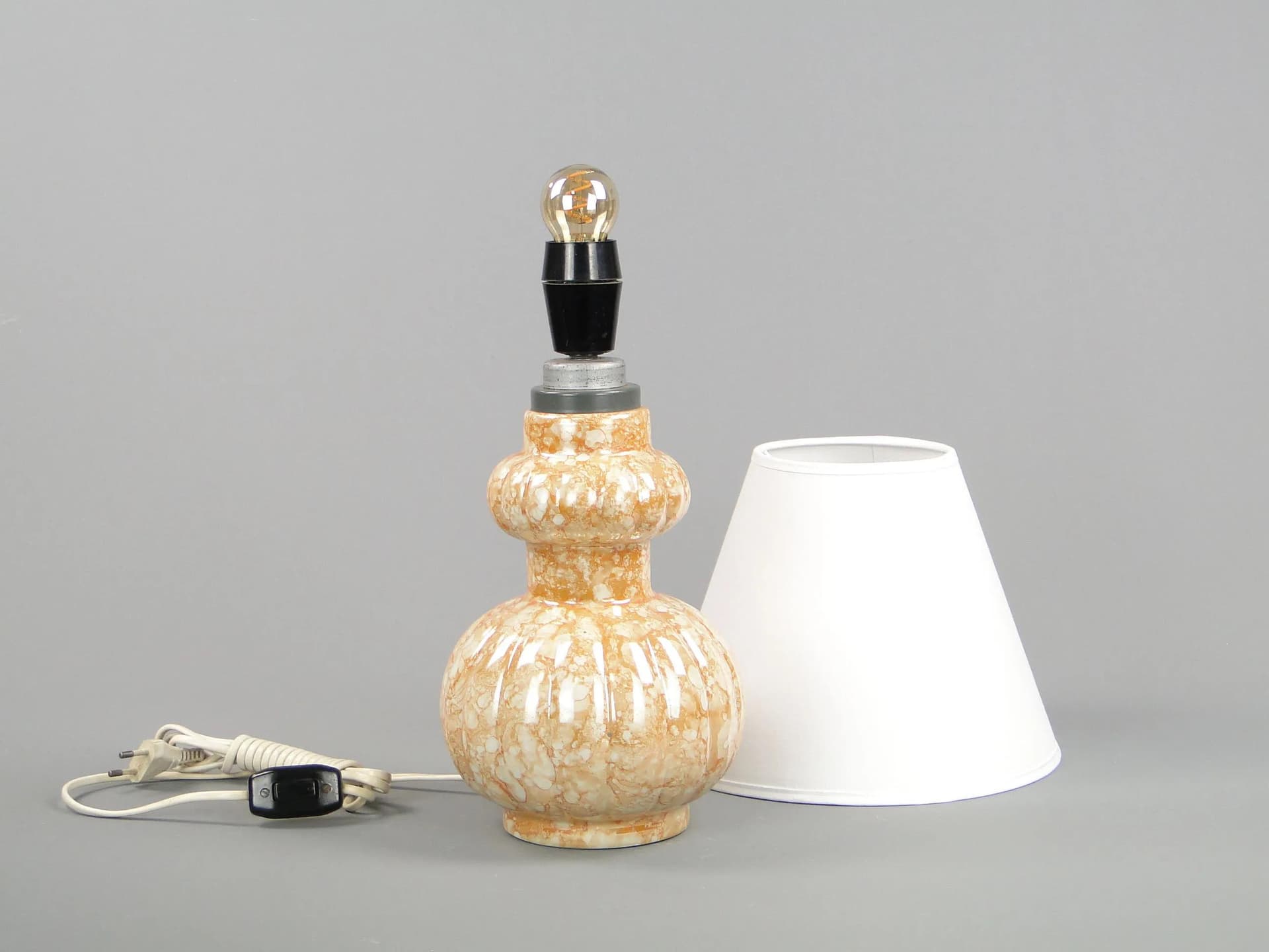 Lampa stołowa, multikolor, porcelana, Polska, lata 60. - 11859