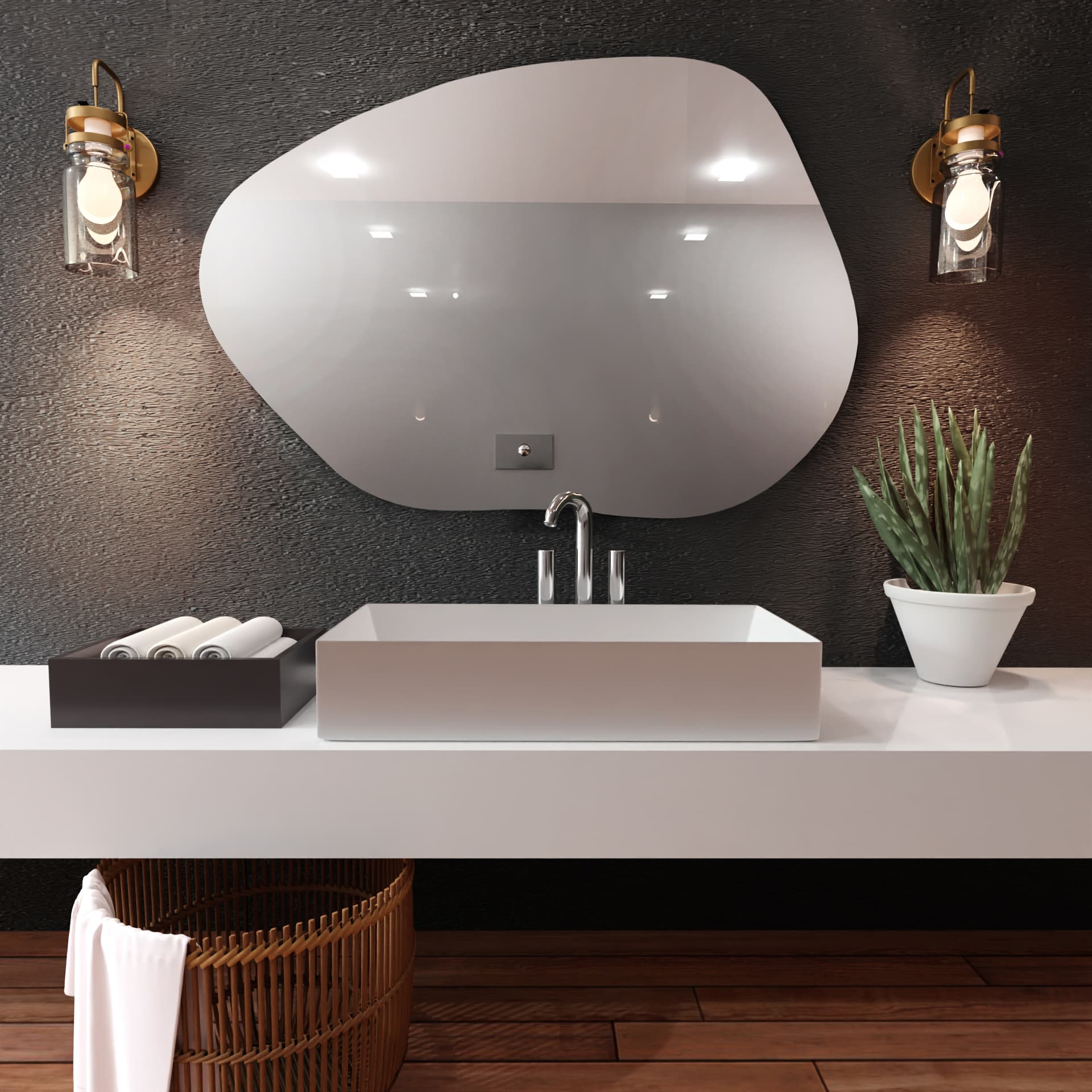 Irregular mirror Stain I No Edges 50x36 cm, Baltica - 175854