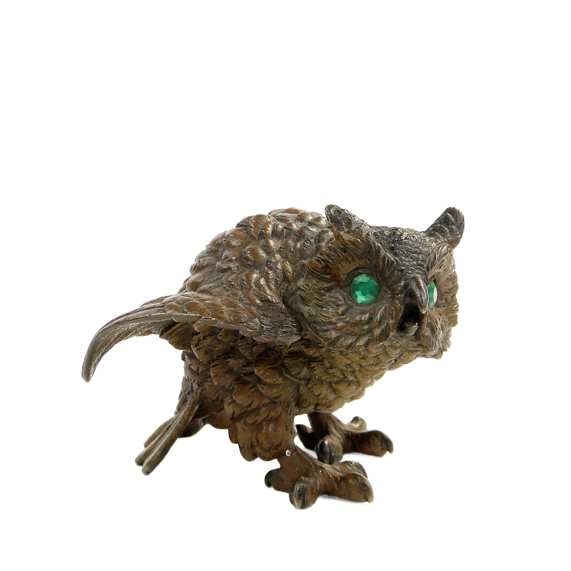 Figura sowy, miniaturowy brąz wiedeński ok 1900 r