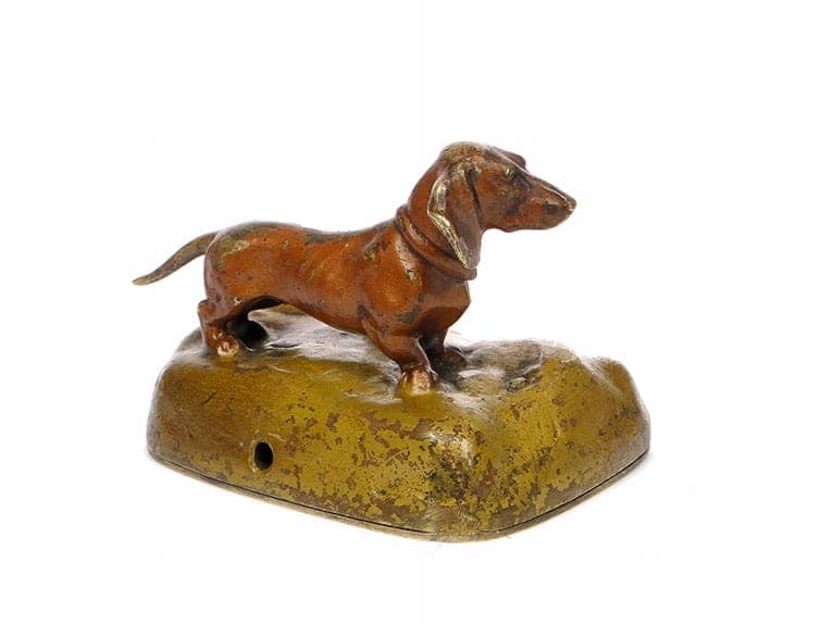 Przycisk z jamnikiem, brąz wiedeński XIX w Bergman - 175926