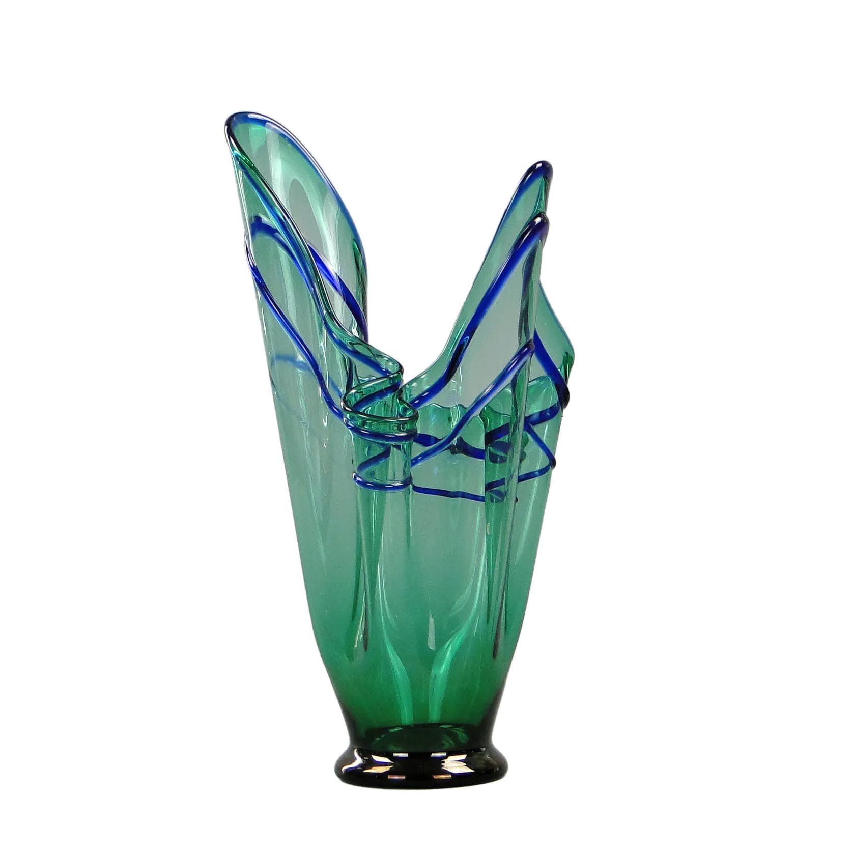 Wazon Chusta, zielony, szkło, proj. Z. Horbowy, Polska, lata 70.