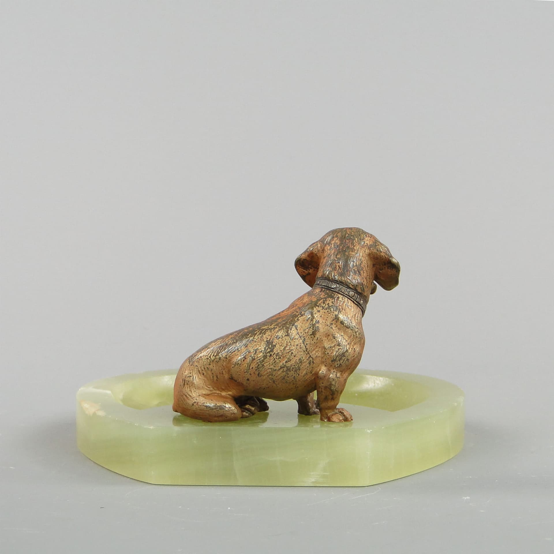 Wizytownik Art Nouveau, onyks zielony, brąz brązowy, Austria, początek XX w. - 175970