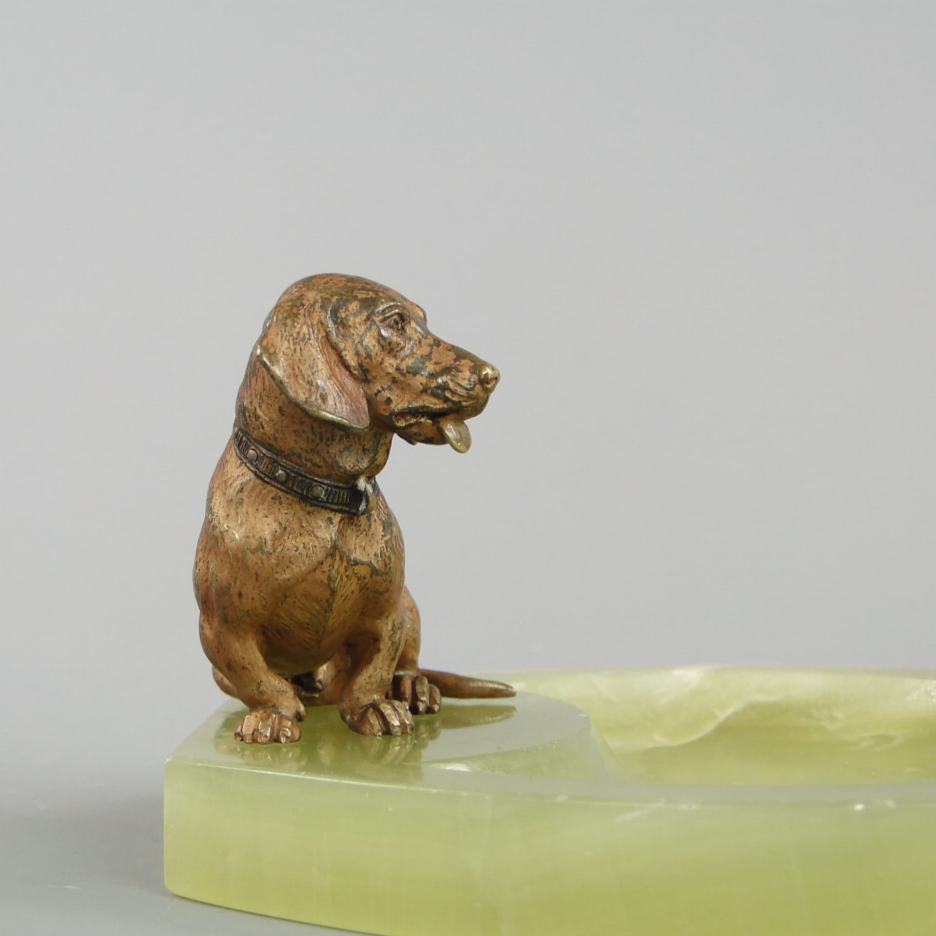 Wizytownik Art Nouveau, onyks zielony, brąz brązowy, Austria, początek XX w. - 175972