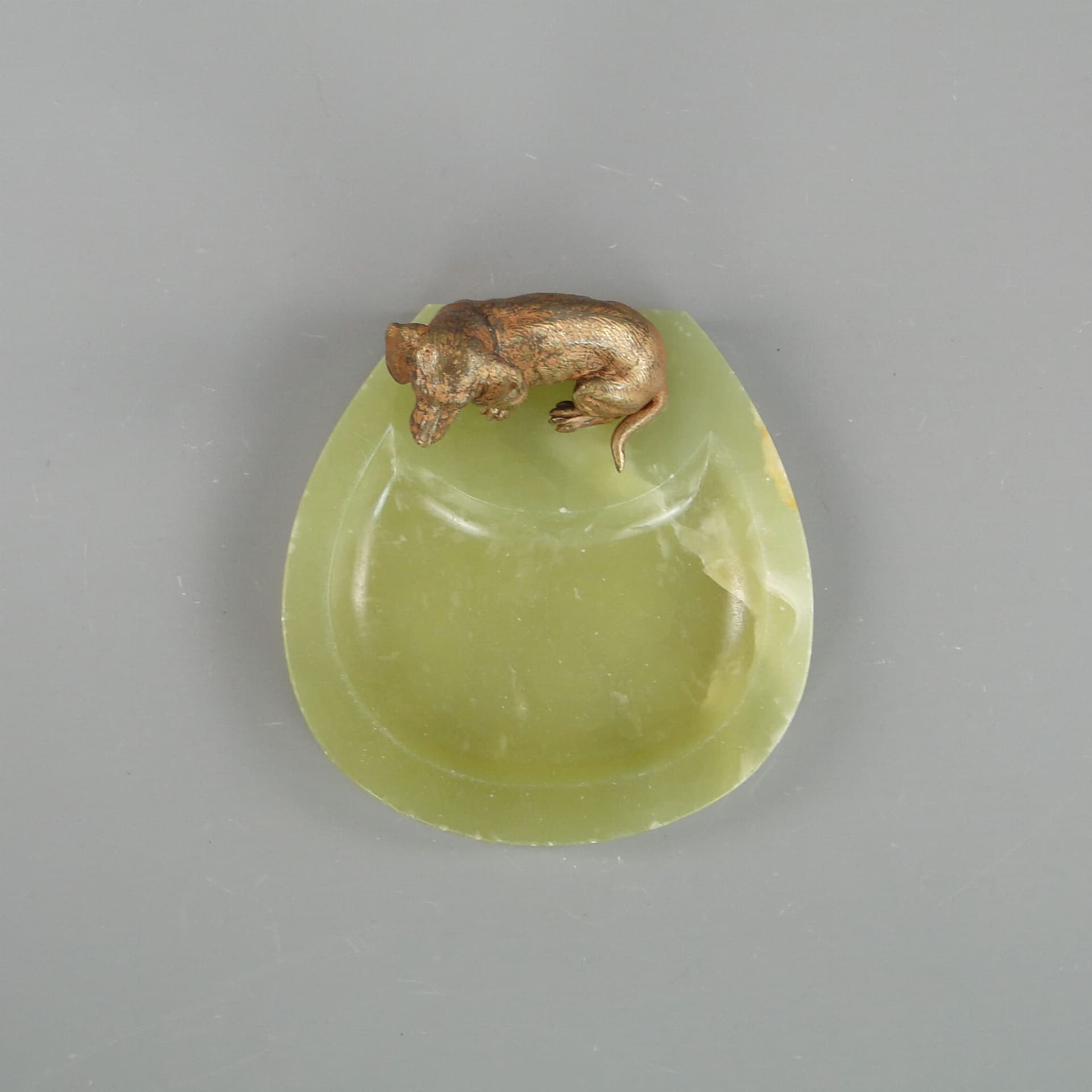 Wizytownik Art Nouveau, onyks zielony, brąz brązowy, Austria, początek XX w. - 175975